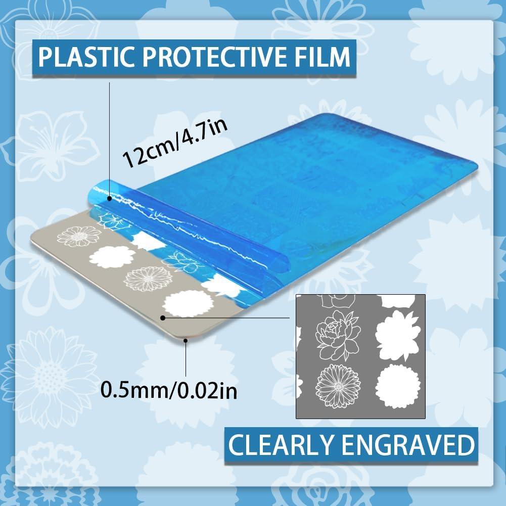 Plantillas de Arte de Uñas PH PandaHall - 3 Piezas Insectos y Flores