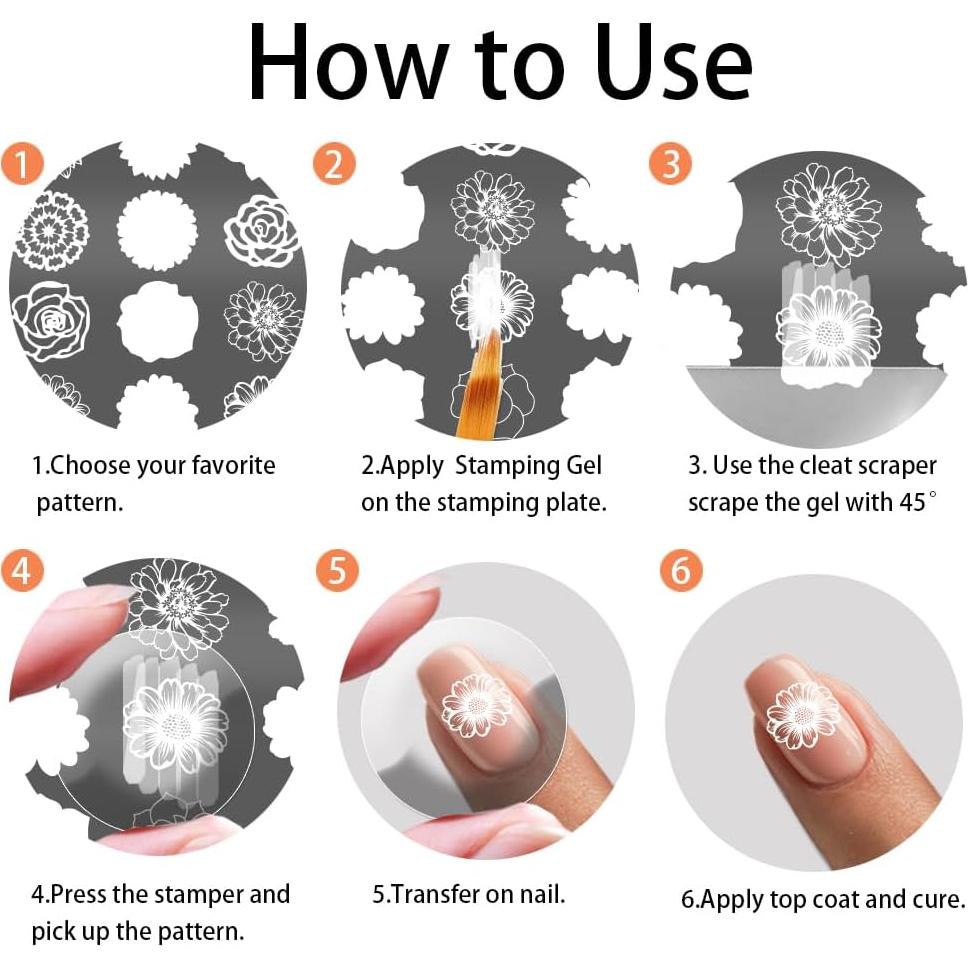 Plantillas de Arte de Uñas PH PandaHall - 3 Piezas Insectos y Flores