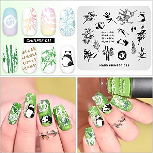 Plantilla de Estampado de Uñas NAILART CN011 Panda Bambú 8x7cm