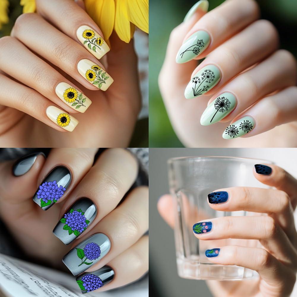 Plantillas de Estampado de Uñas PH PandaHall 9 Piezas Floral