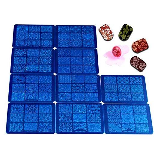 Kit de Estampado de Uñas 10 Placas + Estampador + Raspador