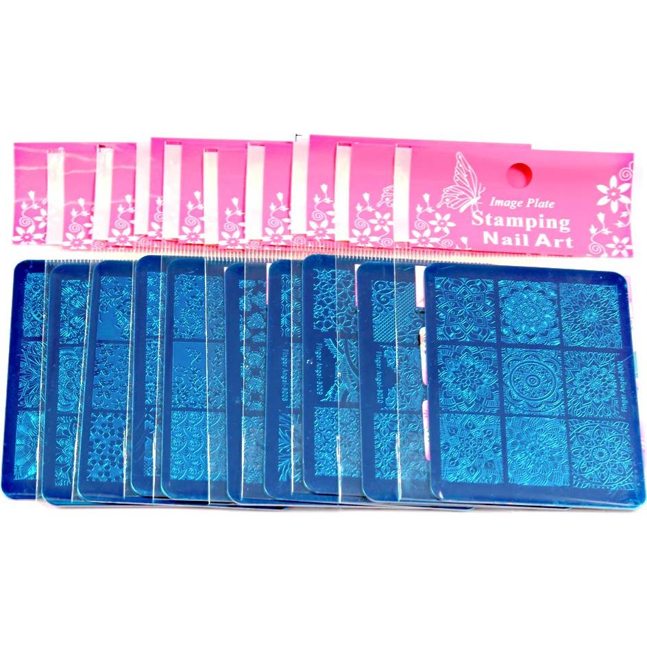 Kit de Estampado de Uñas 10 Placas + Estampador + Raspador