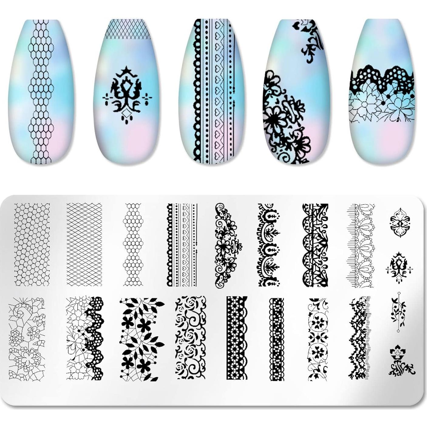 Kit de Estampado de Uñas 6 Piezas FaCai Corazones 12.5x6cm