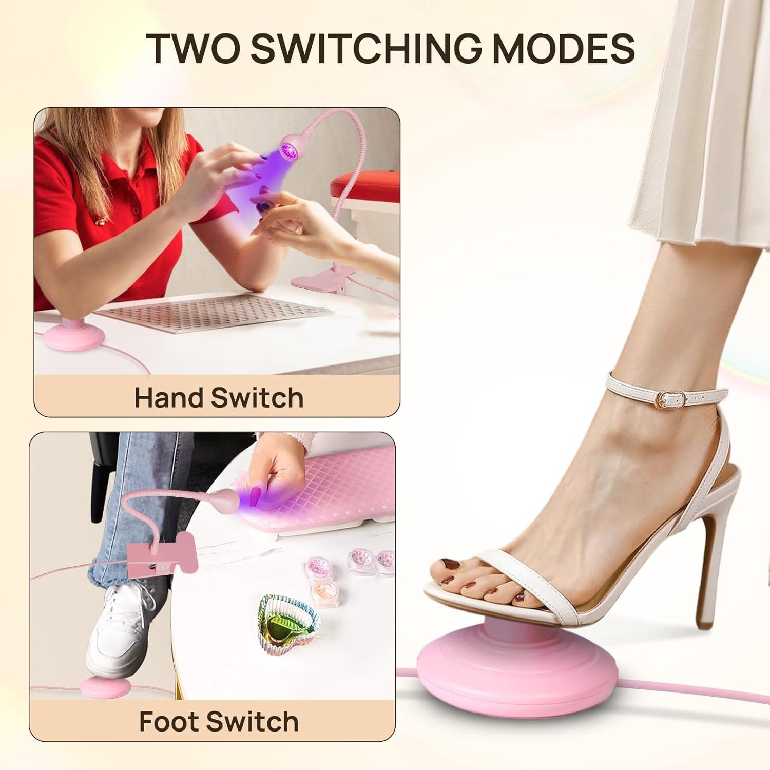Lámpara de Uñas UV LED AORAEM Rosa con Control de Pie