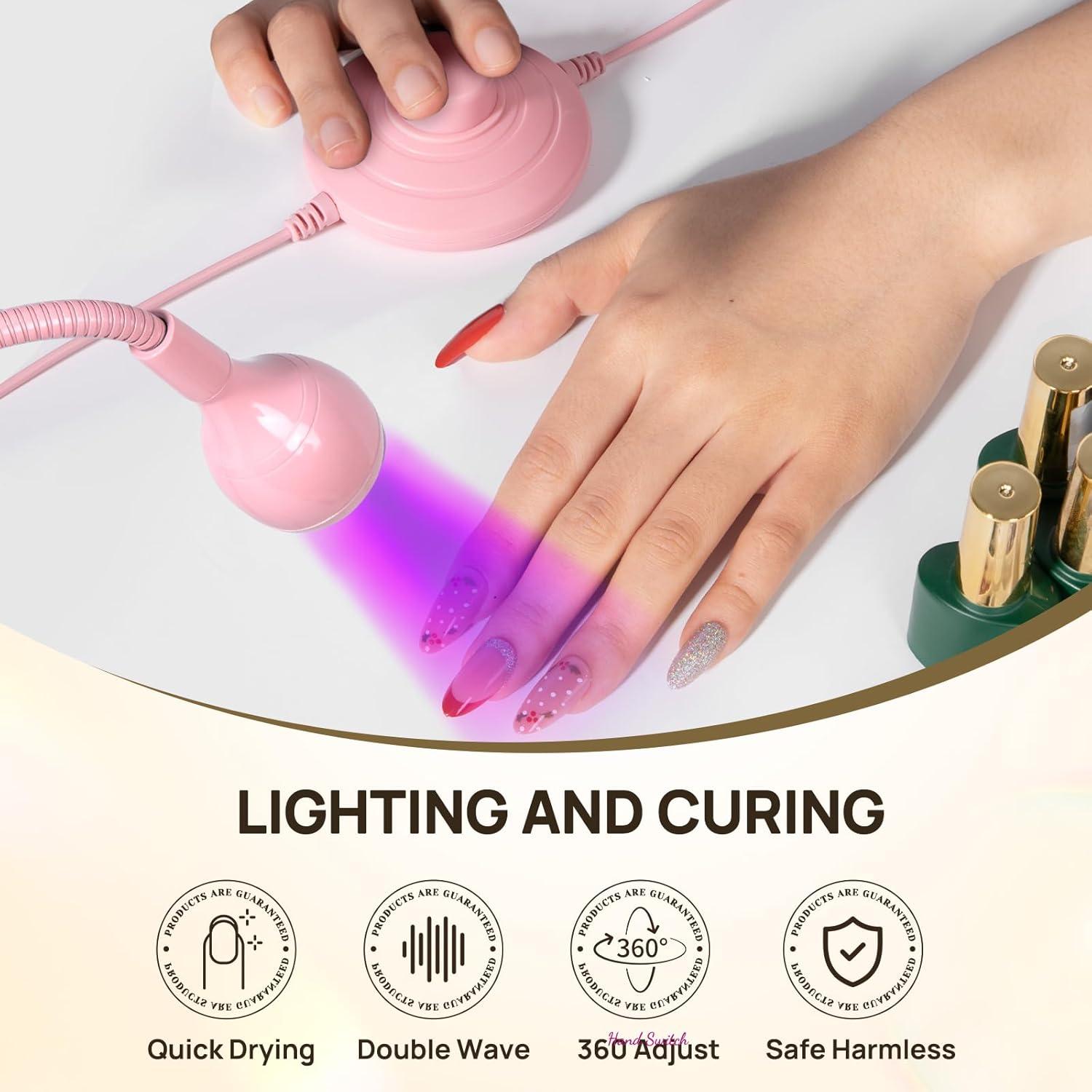 Lámpara de Uñas UV LED AORAEM Rosa con Control de Pie