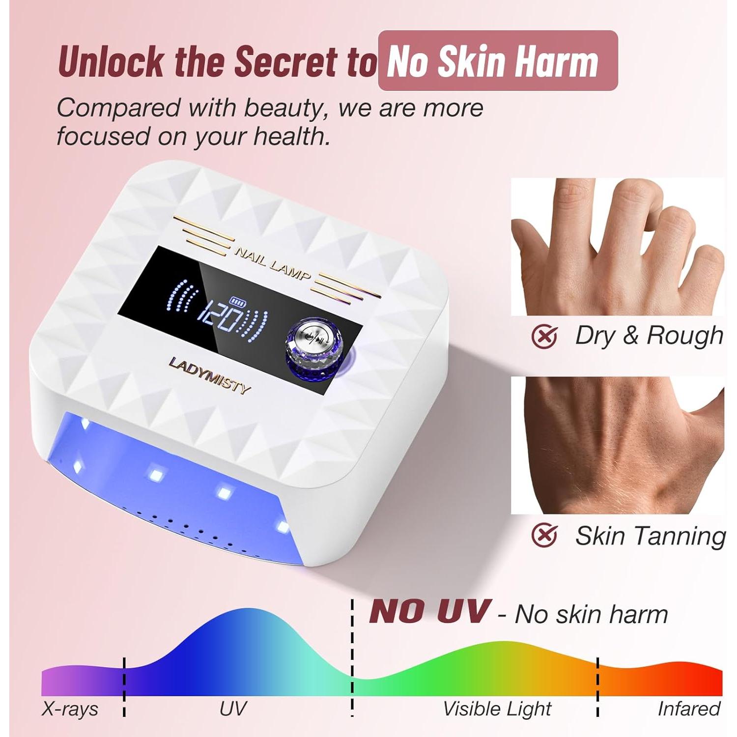 Lámpara UV Recargable 268W LadyMisty para Uñas de Gel