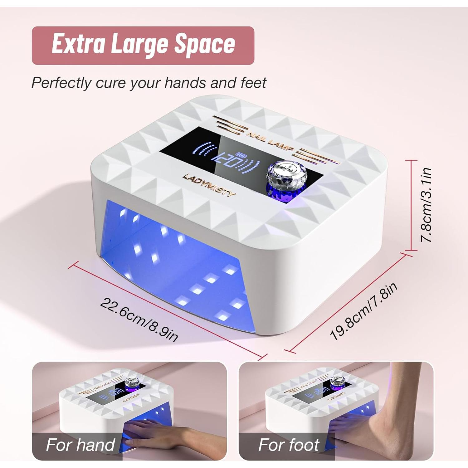 Lámpara UV Recargable 268W LadyMisty para Uñas de Gel