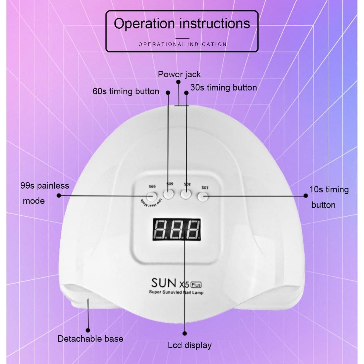 Lámpara UV para Uñas de Gel SUN X5 PLUS 120W con 36 LED