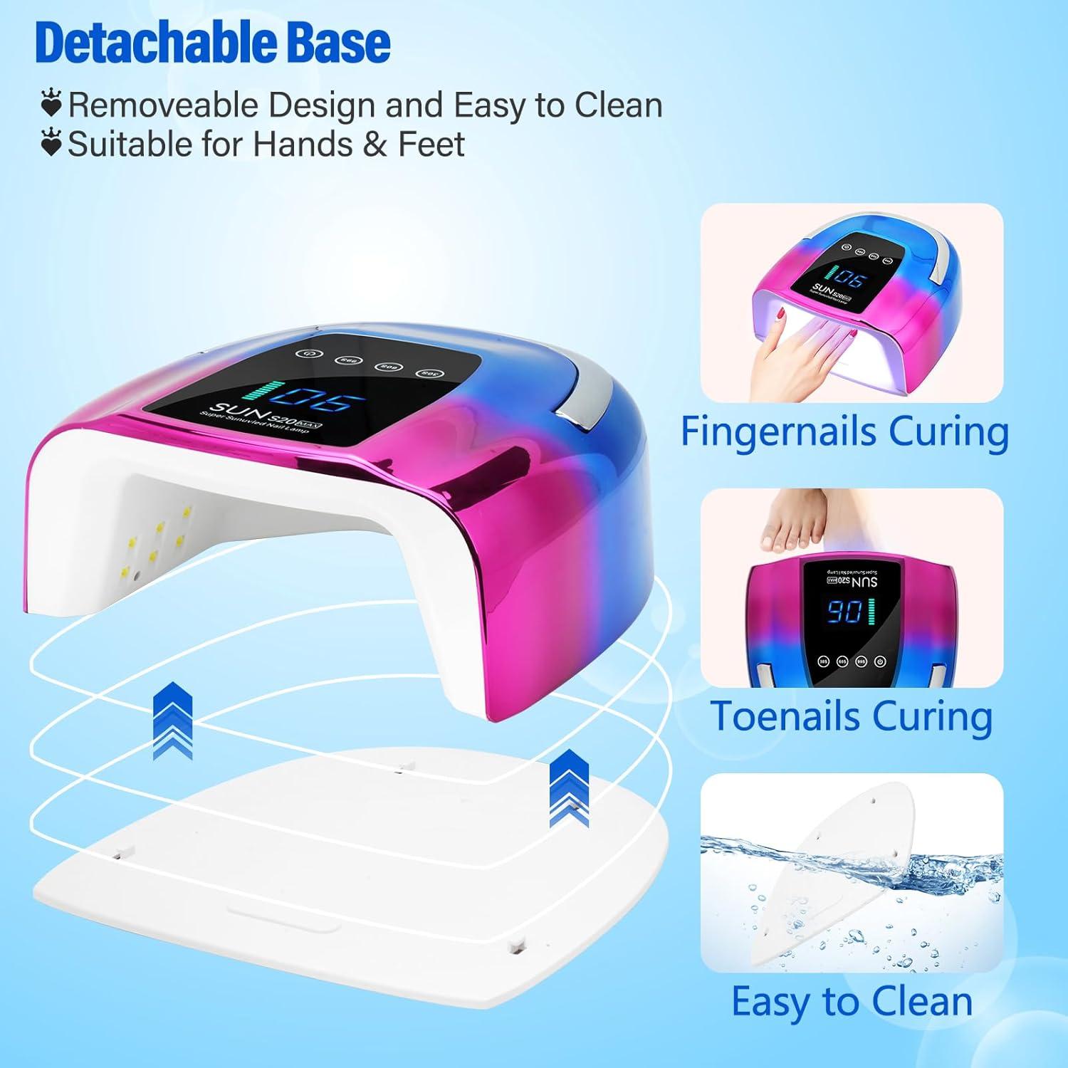 Lámpara de Uñas LED UV Inalámbrica ShineCai S20 128W Portátil