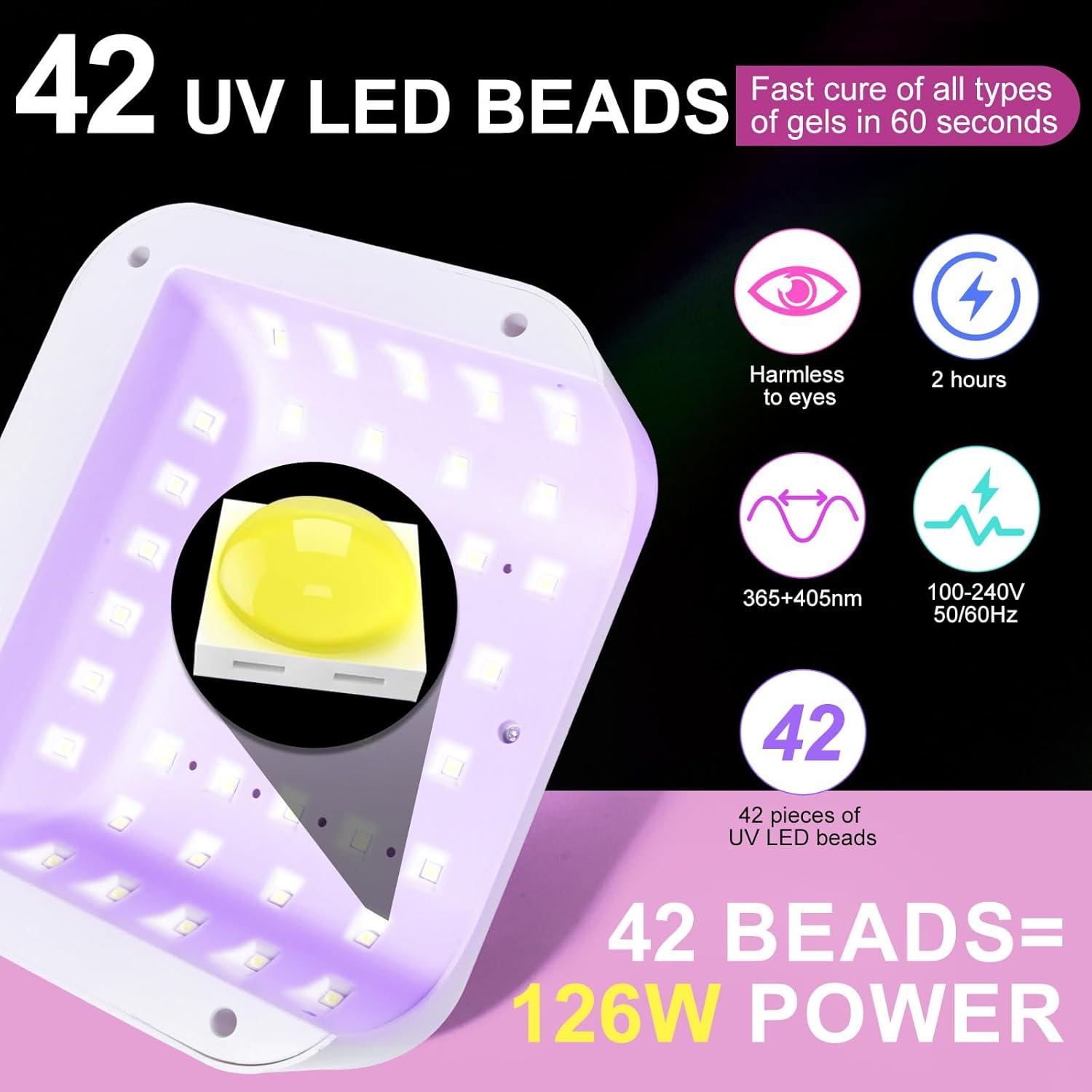 Lámpara de Uñas LED ANYINS 126W Rosa con Sensor Automático