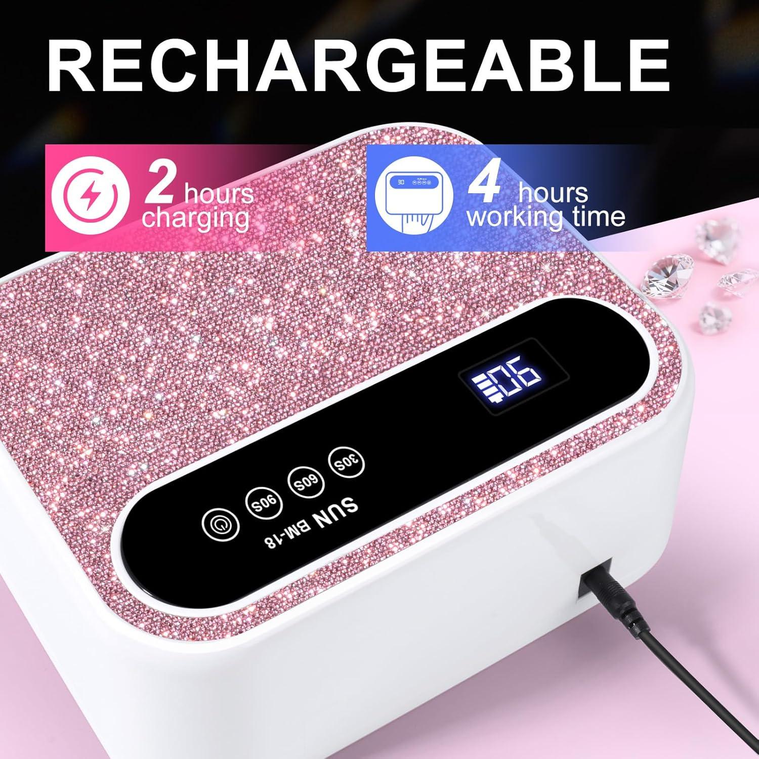 Lámpara de Uñas LED ANYINS 126W Rosa con Sensor Automático