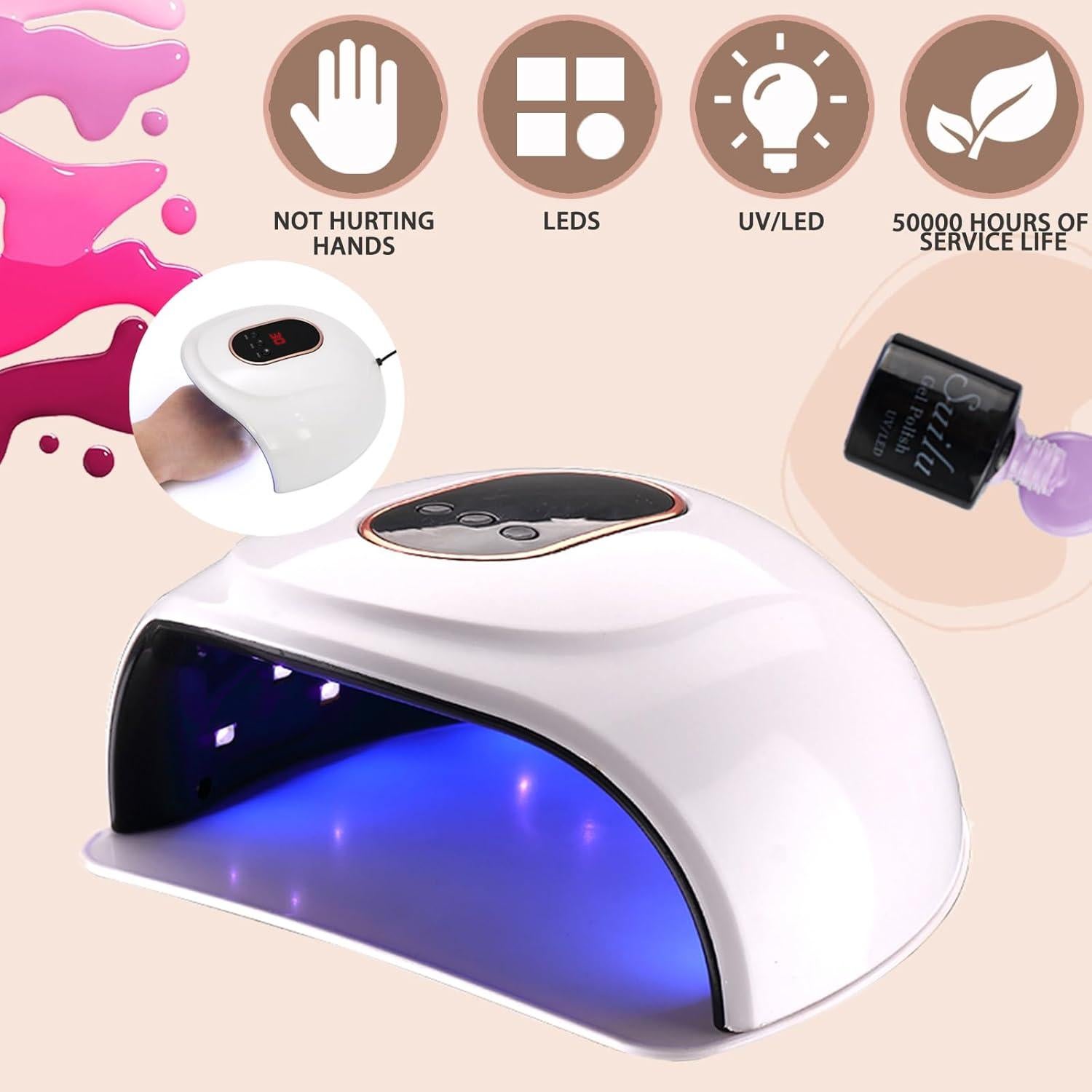 Lámpara de Uñas LED SUILU 54W con 18 Perlas y Temporizador