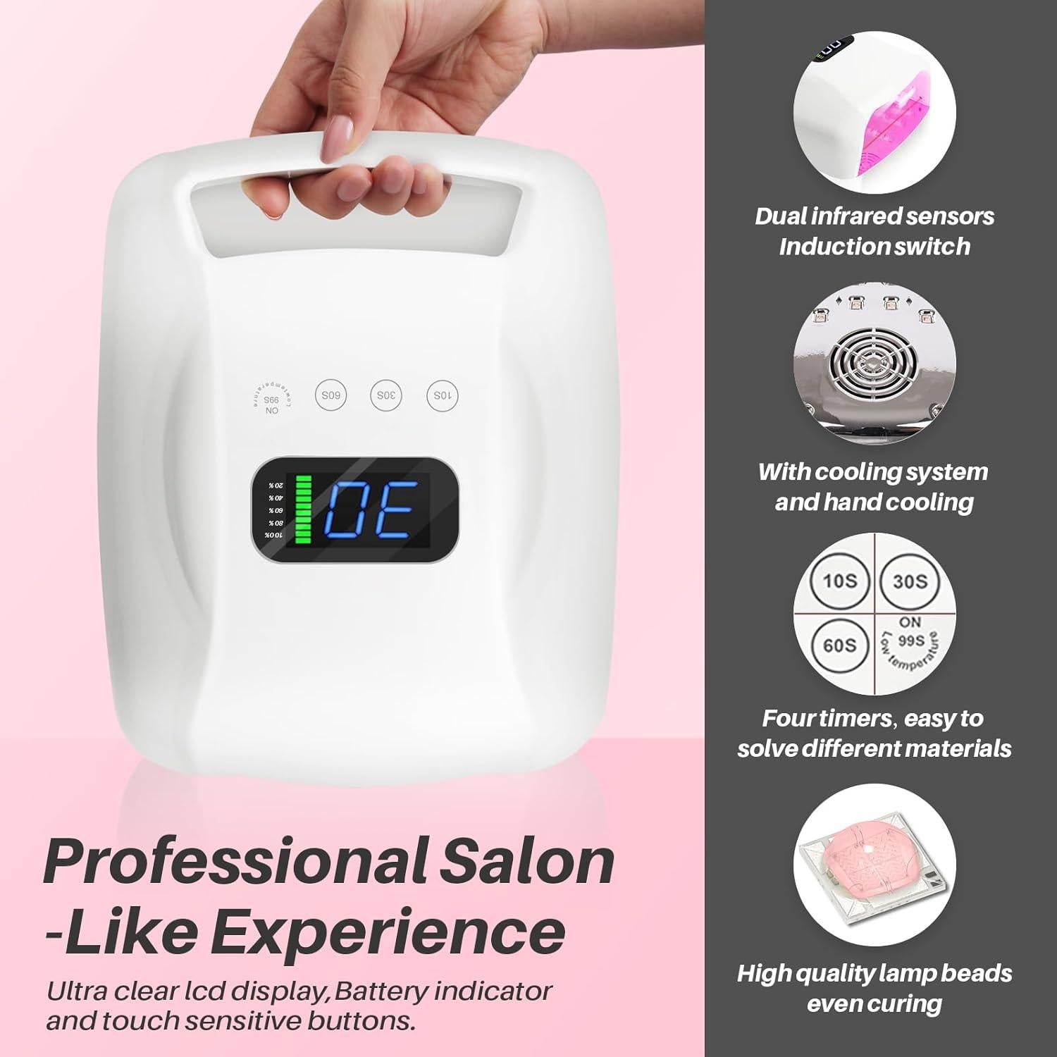 Lámpara UV Inalámbrica Biduo Y8-Pro 96W con Control Remoto