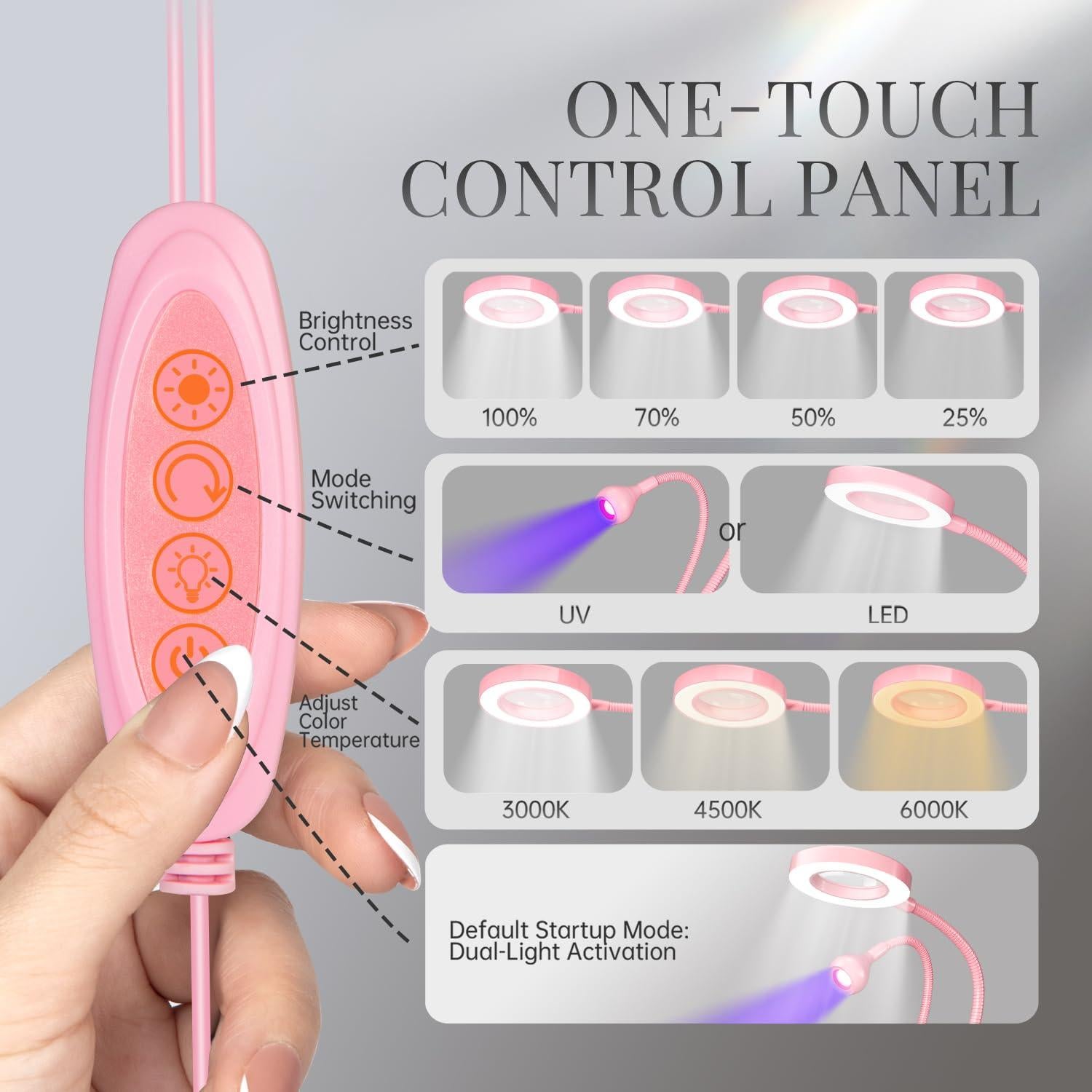 Lámpara UV para Uñas krofaue con Lupa 6X y Luz Ajustable