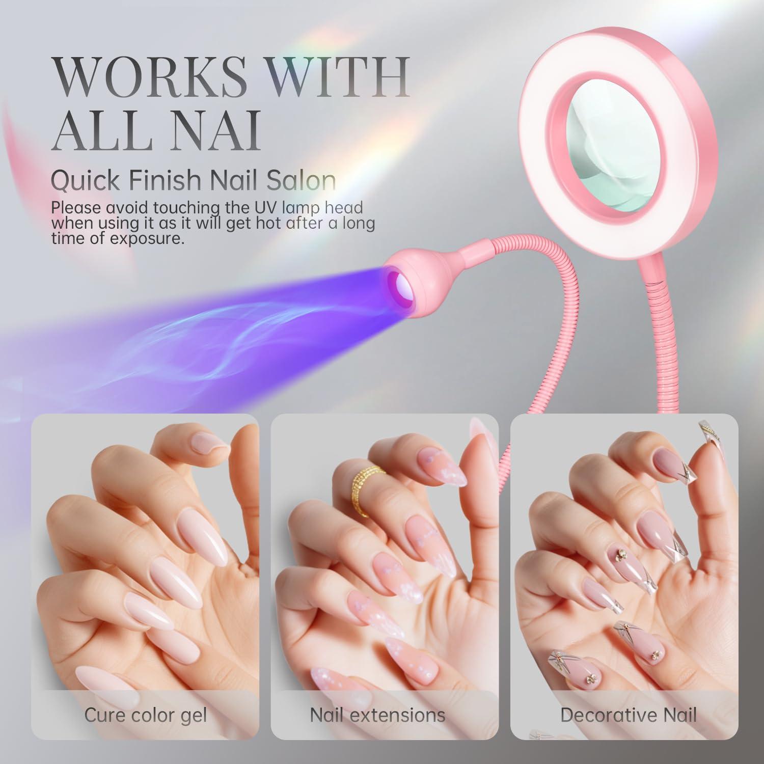 Lámpara UV para Uñas krofaue con Lupa 6X y Luz Ajustable