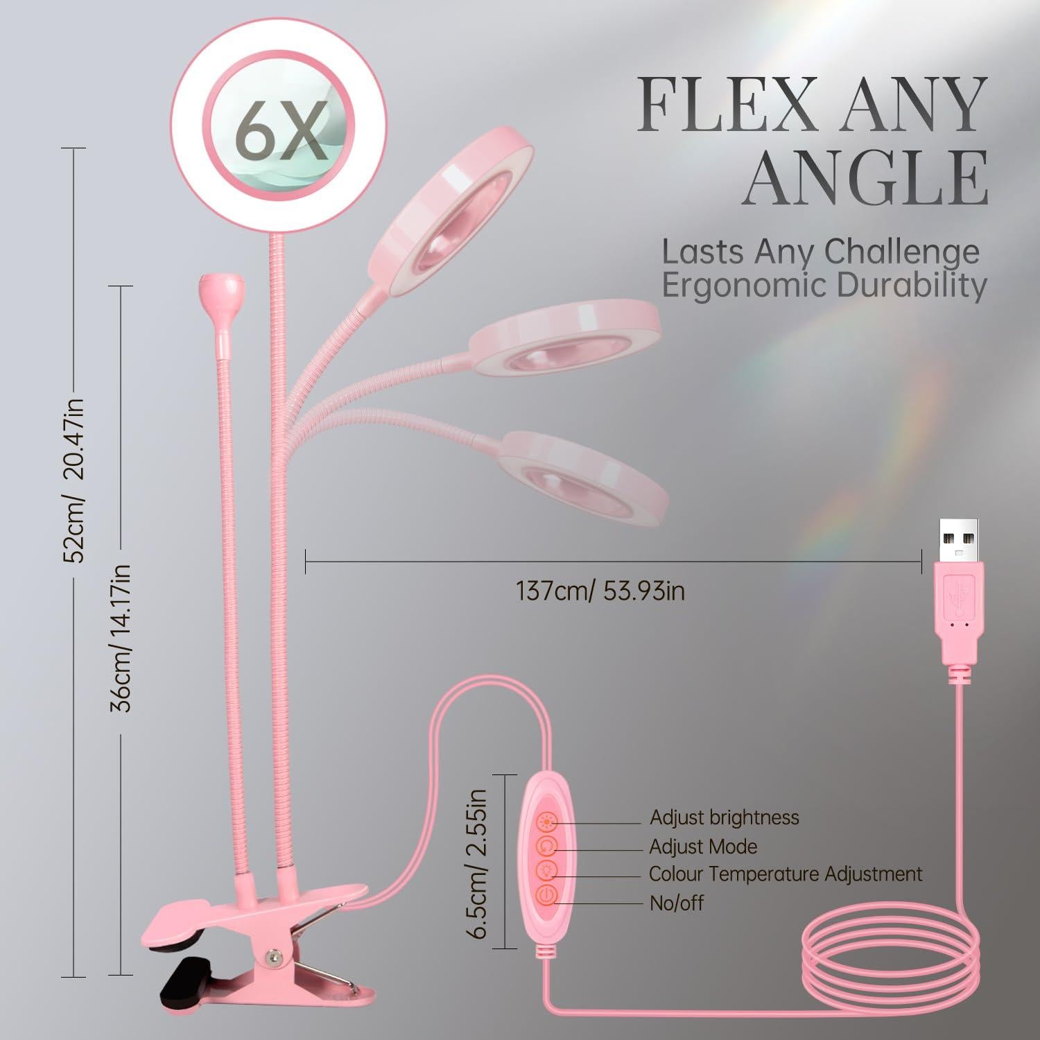 Lámpara UV para Uñas krofaue con Lupa 6X y Luz Ajustable