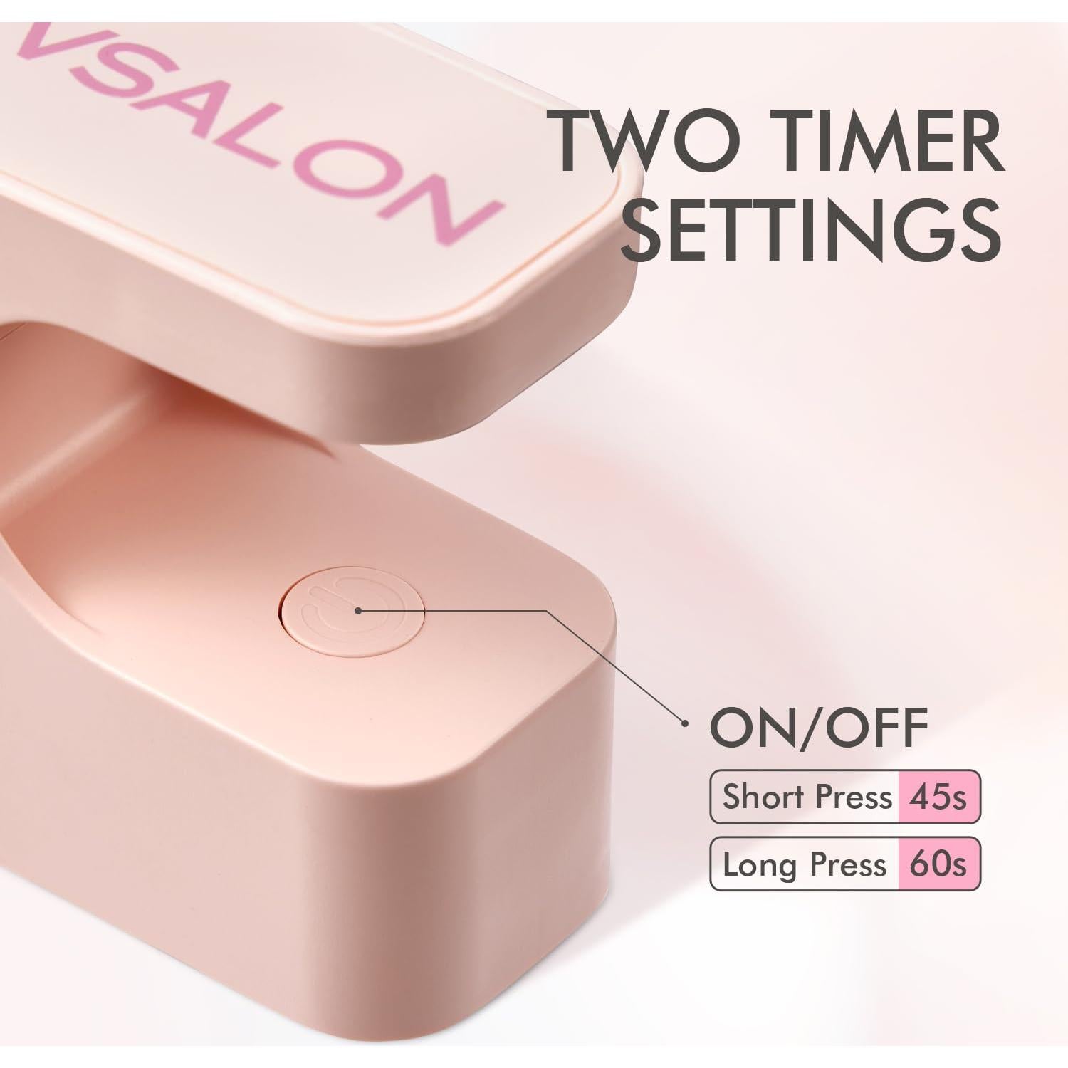 Mini Lámpara UV Vsalon para Uñas de Gel, 2 Temporizadores, USB