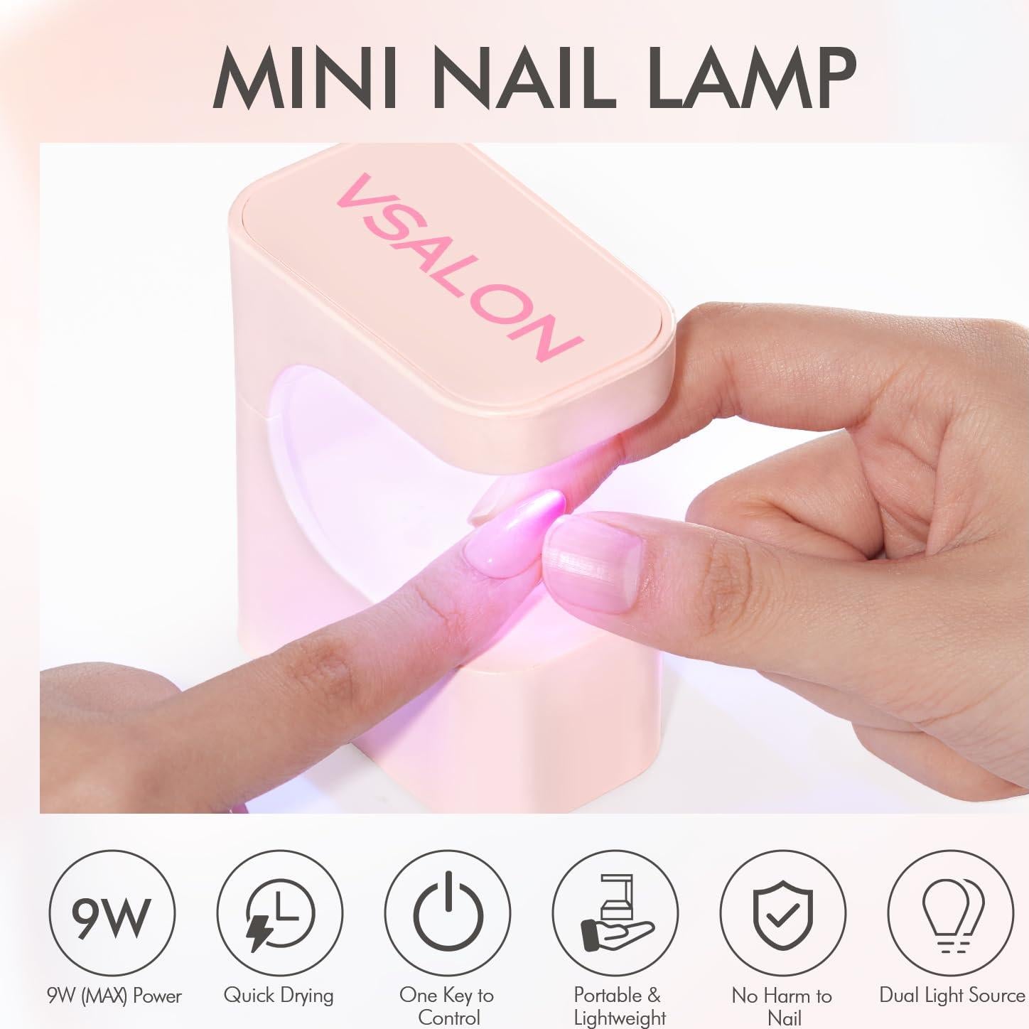 Mini Lámpara UV Vsalon para Uñas de Gel, 2 Temporizadores, USB