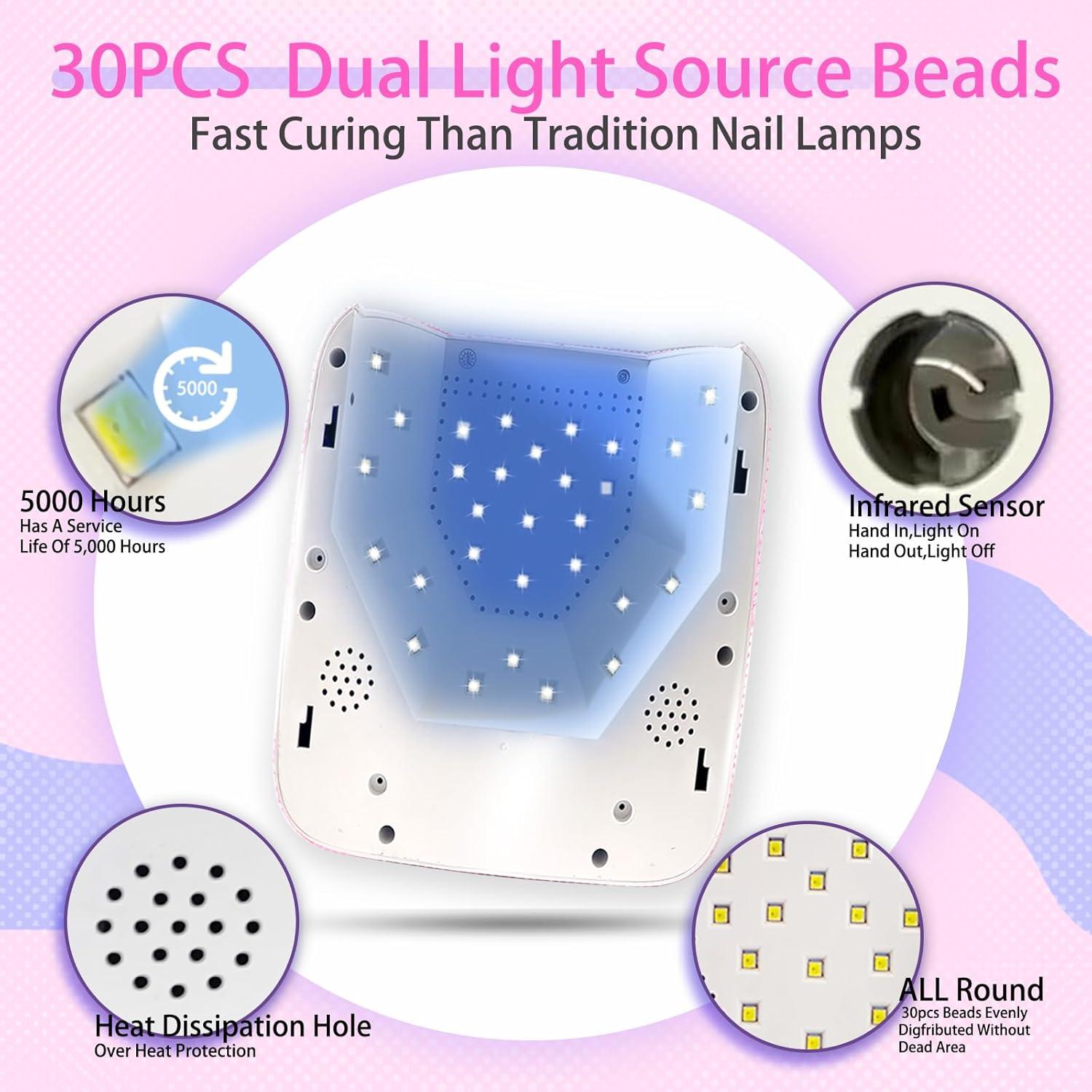 Lámpara de Uñas LED UV Kicylicy X20-PINK-D 72W Inalámbrica