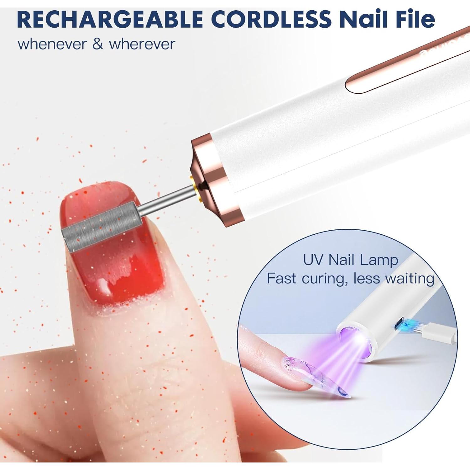 Taladro de Uñas Inalámbrico Yenlove 9 Velocidades con Lámpara UV