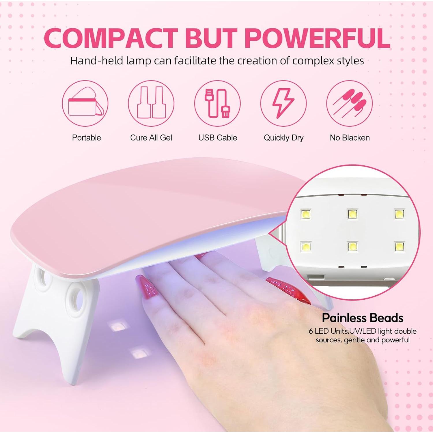 Kit de Uñas Acrílicas COSCELIA con Taladro y Luz UV 40pcs