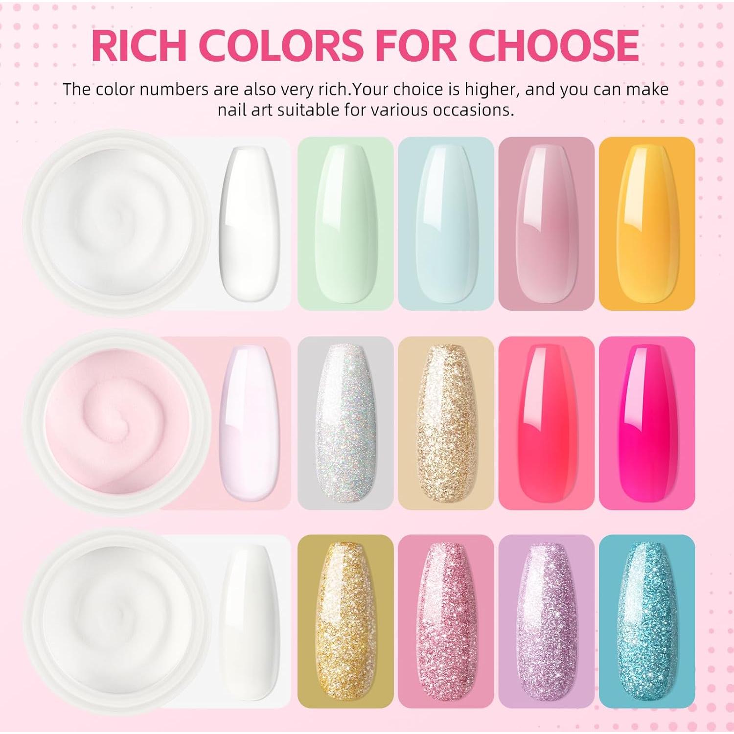 Kit de Uñas Acrílicas COSCELIA con Taladro y Luz UV 40pcs