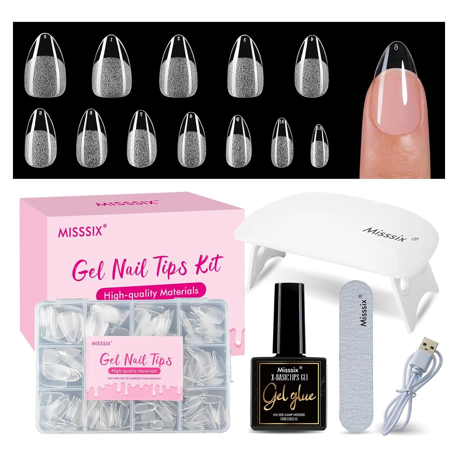 Kit de Uñas de Gel Almendra Corto Misssix - 216 Piezas