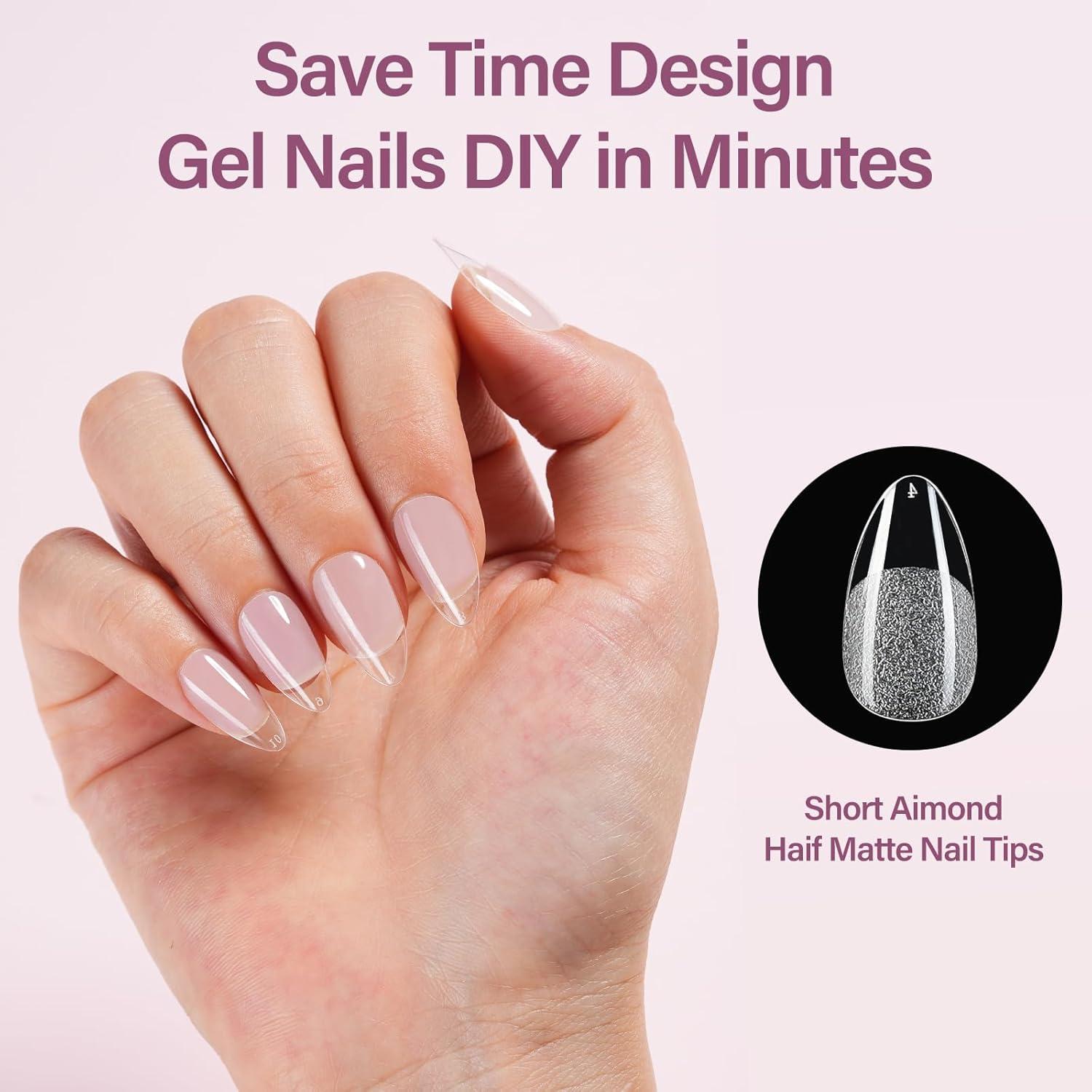 Kit de Uñas de Gel Almendra Corto Misssix - 216 Piezas