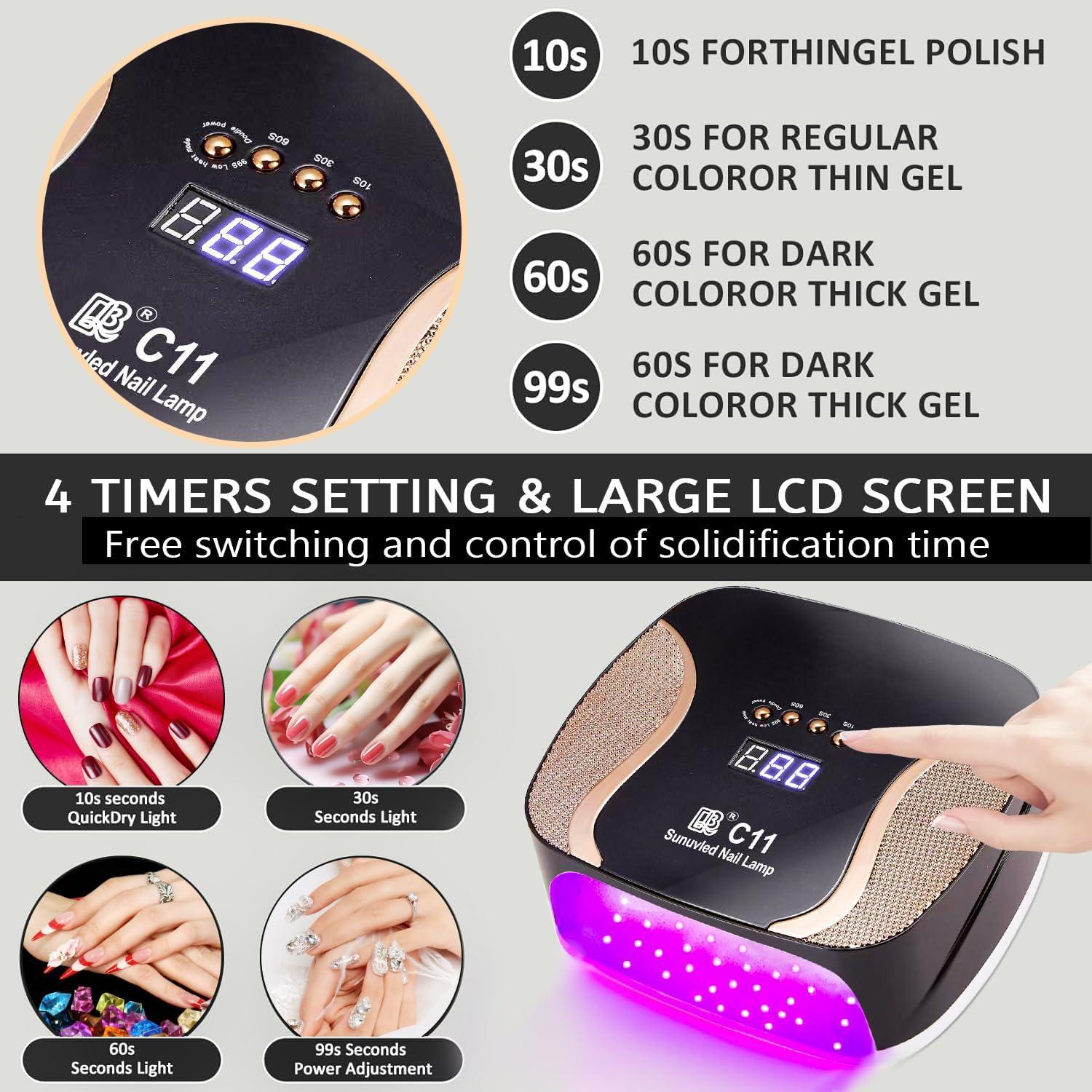Lámpara de Uñas LED UV 308W NINGBO, Secado Rápido, 4 Modos