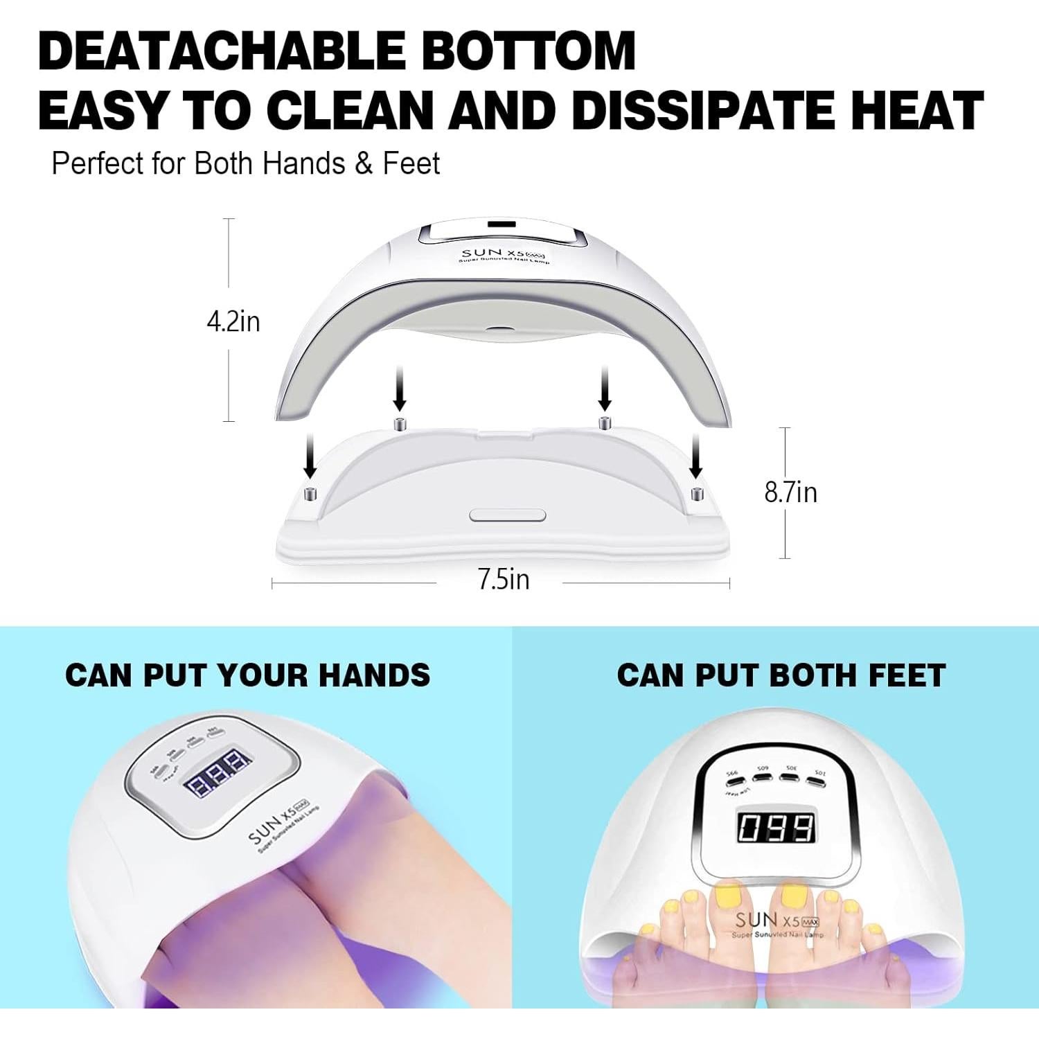 LAVAED Lámpara UV para Uñas de Gel 150W con Temporizador