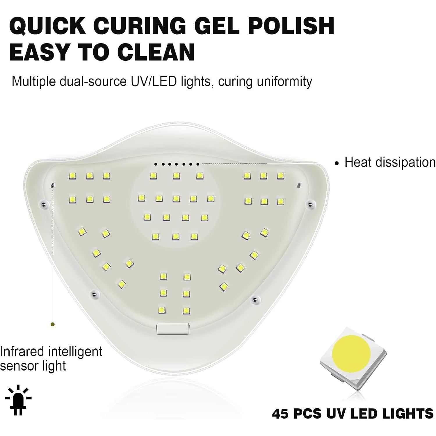 LAVAED Lámpara UV para Uñas de Gel 150W con Temporizador