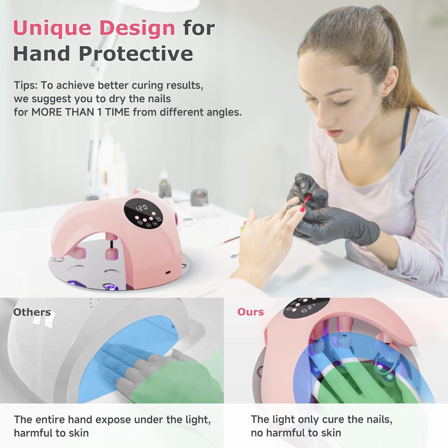 Lámpara de Uñas LED Meremit 49W con Temporizador y Batería