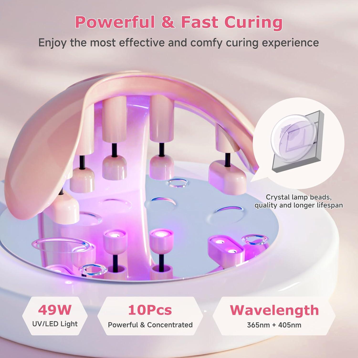 Lámpara de Uñas LED Meremit 49W con Temporizador y Batería