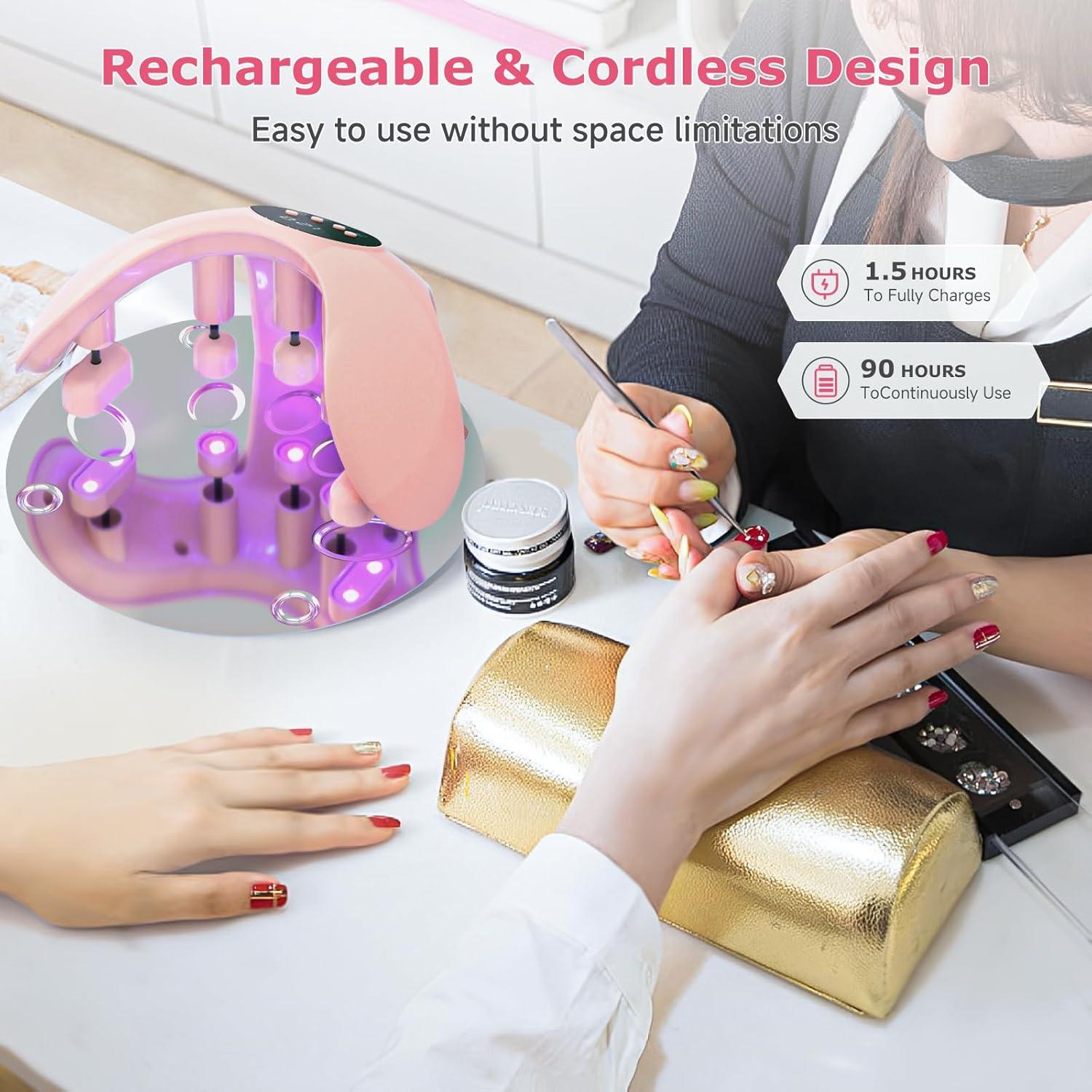 Lámpara de Uñas LED Meremit 49W con Temporizador y Batería