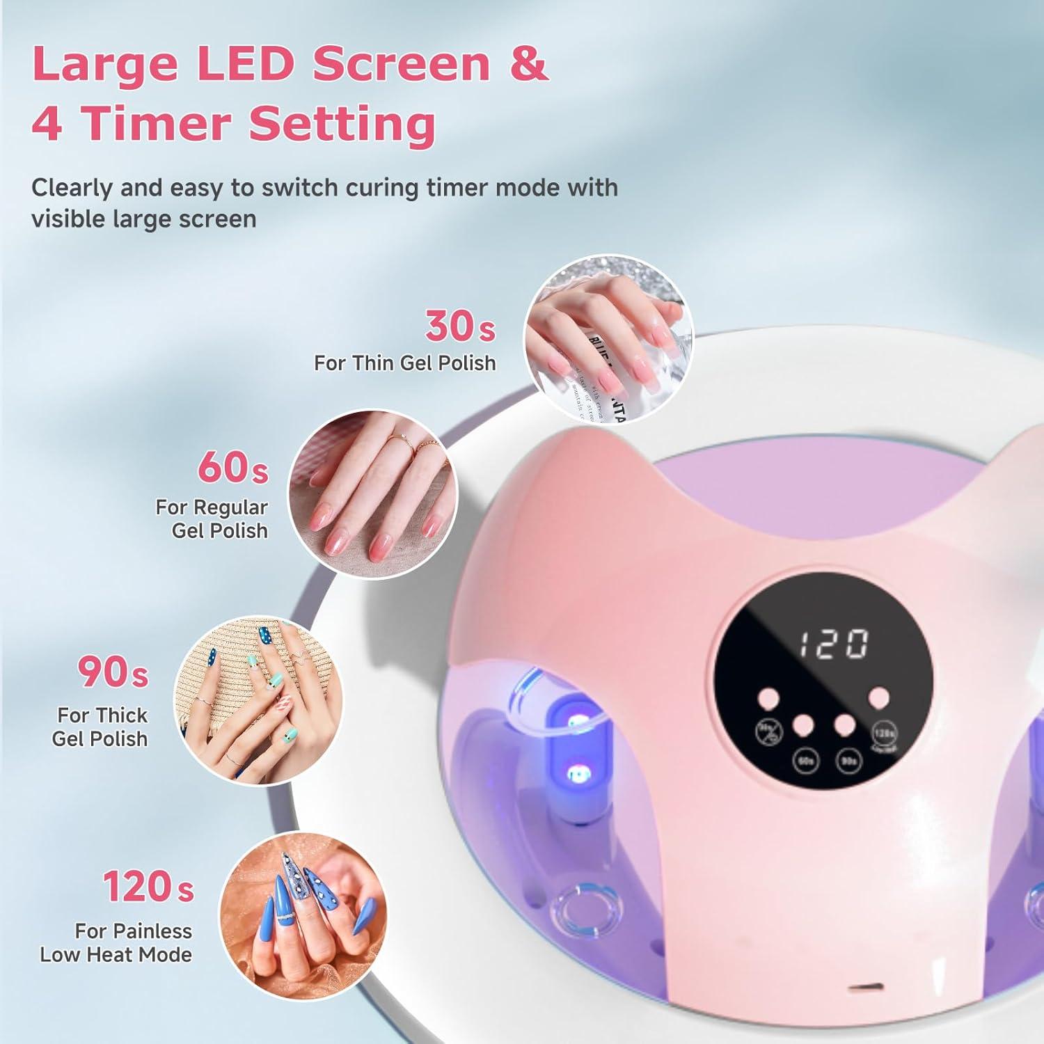 Lámpara de Uñas LED Meremit 49W con Temporizador y Batería