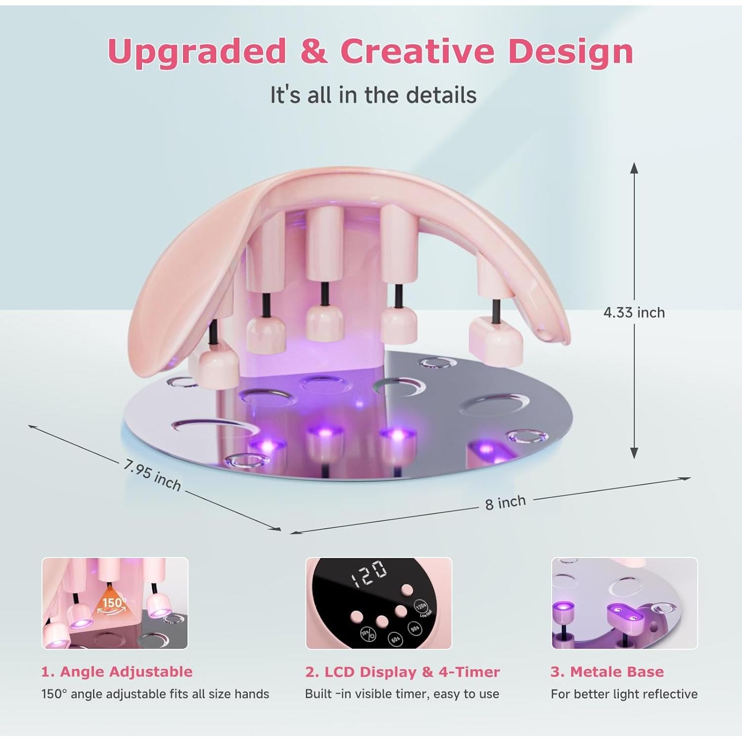 Lámpara de Uñas LED Meremit 49W con Temporizador y Batería