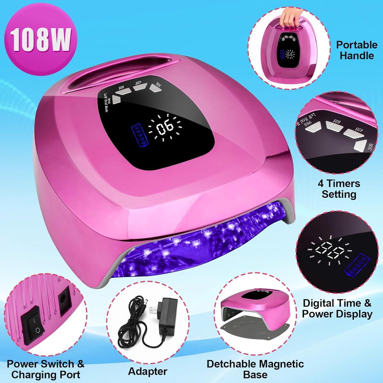 Secador de Uñas UV LED Inalámbrico ShineCai 108W Portátil