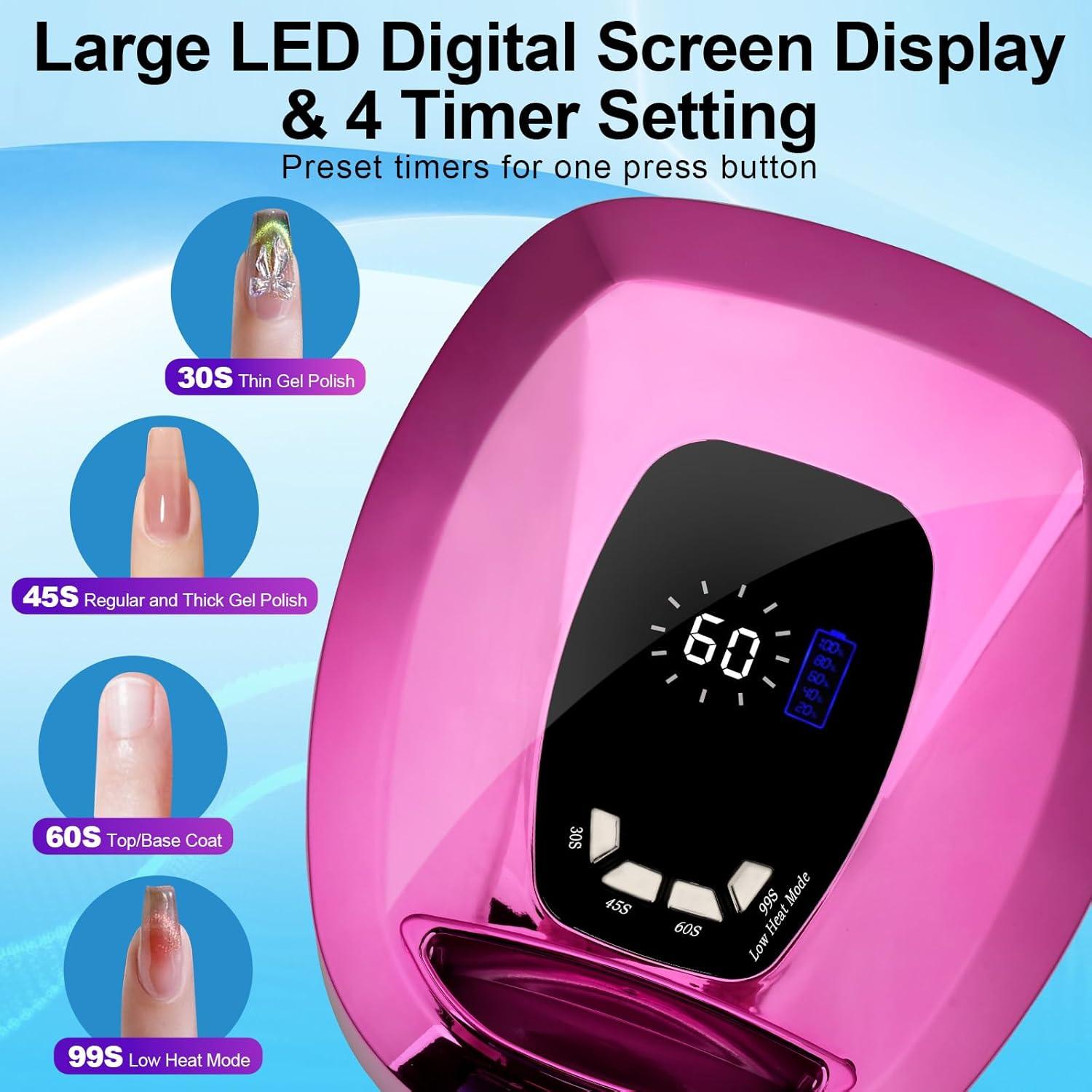 Secador de Uñas UV LED Inalámbrico ShineCai 108W Portátil