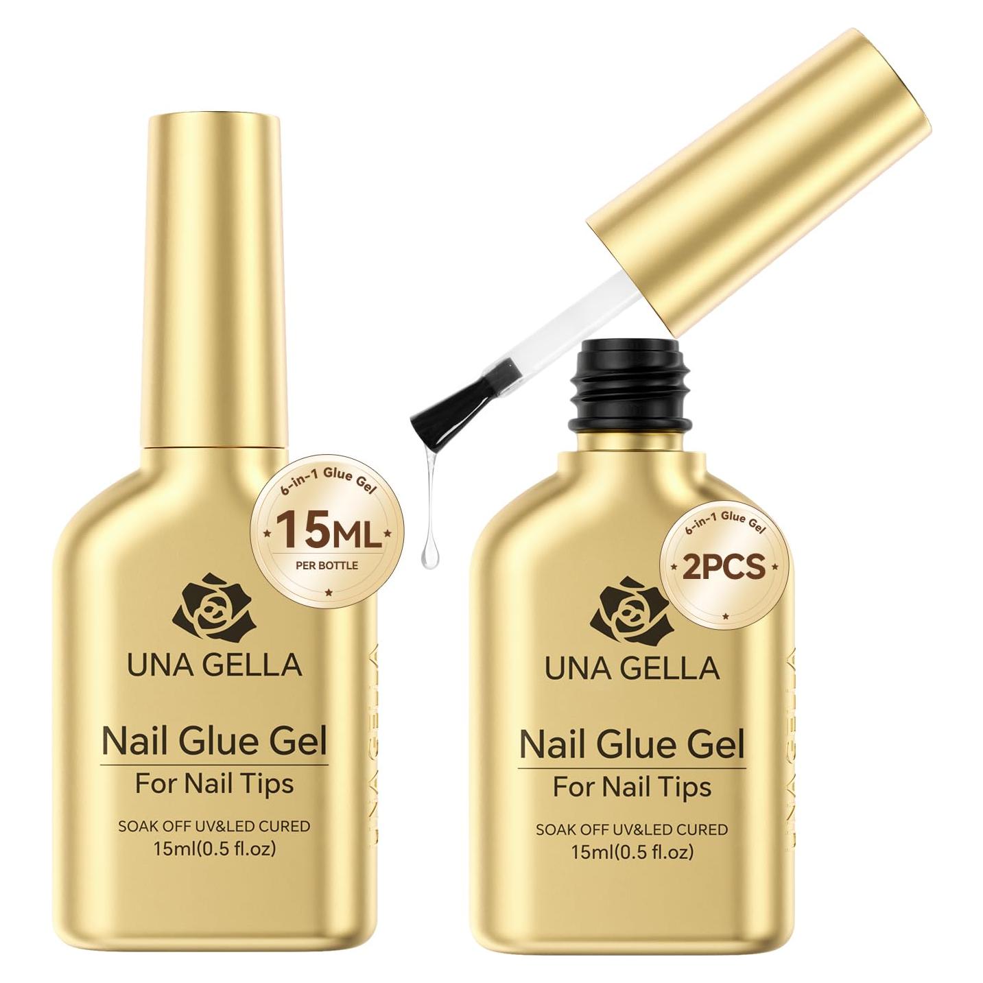 Pegamento para Uñas en Gel UNA GELLA 6 en 1 2Pcs 15ml