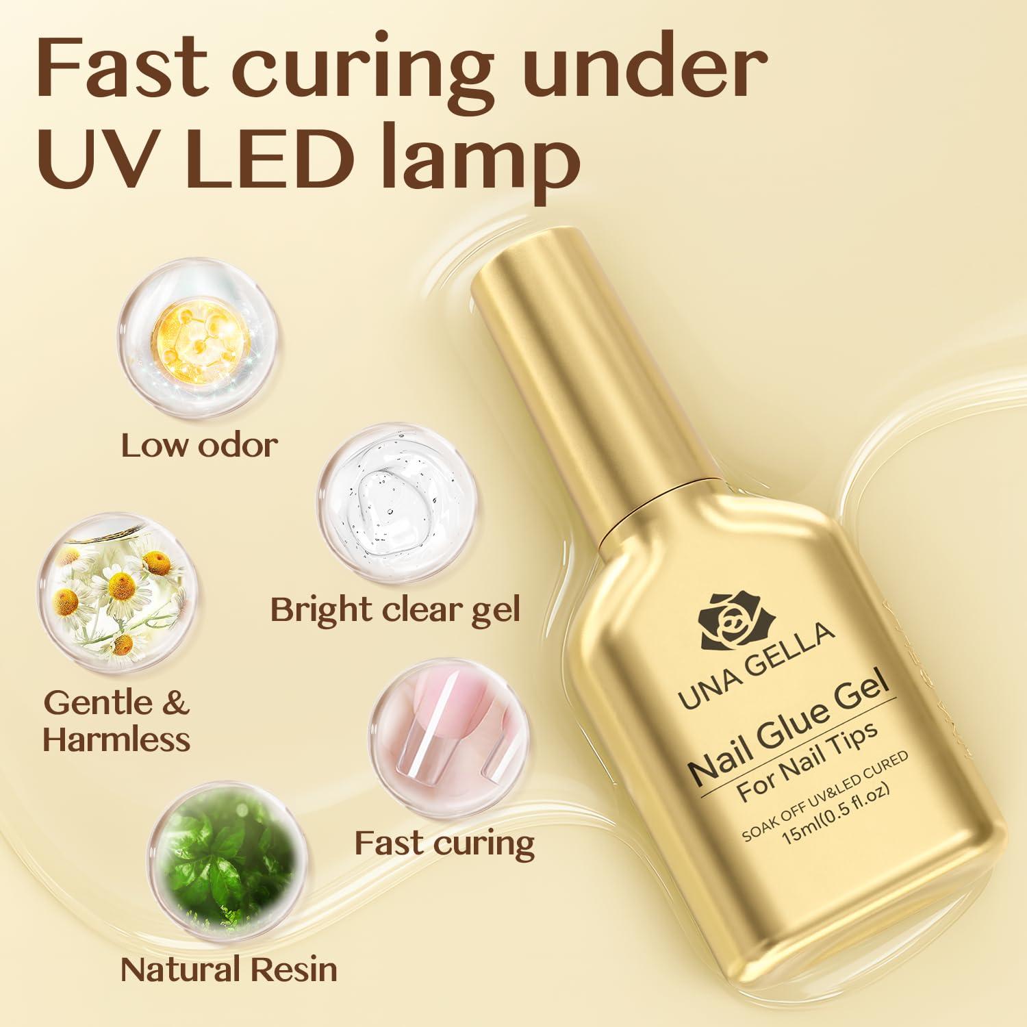 Pegamento para Uñas en Gel UNA GELLA 6 en 1 2Pcs 15ml