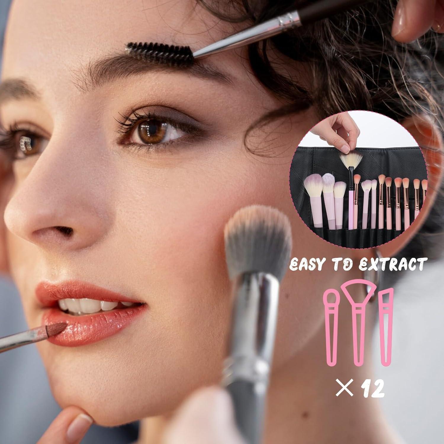 Organizador de Brochas de Maquillaje JJUNW Plegable Negro PU