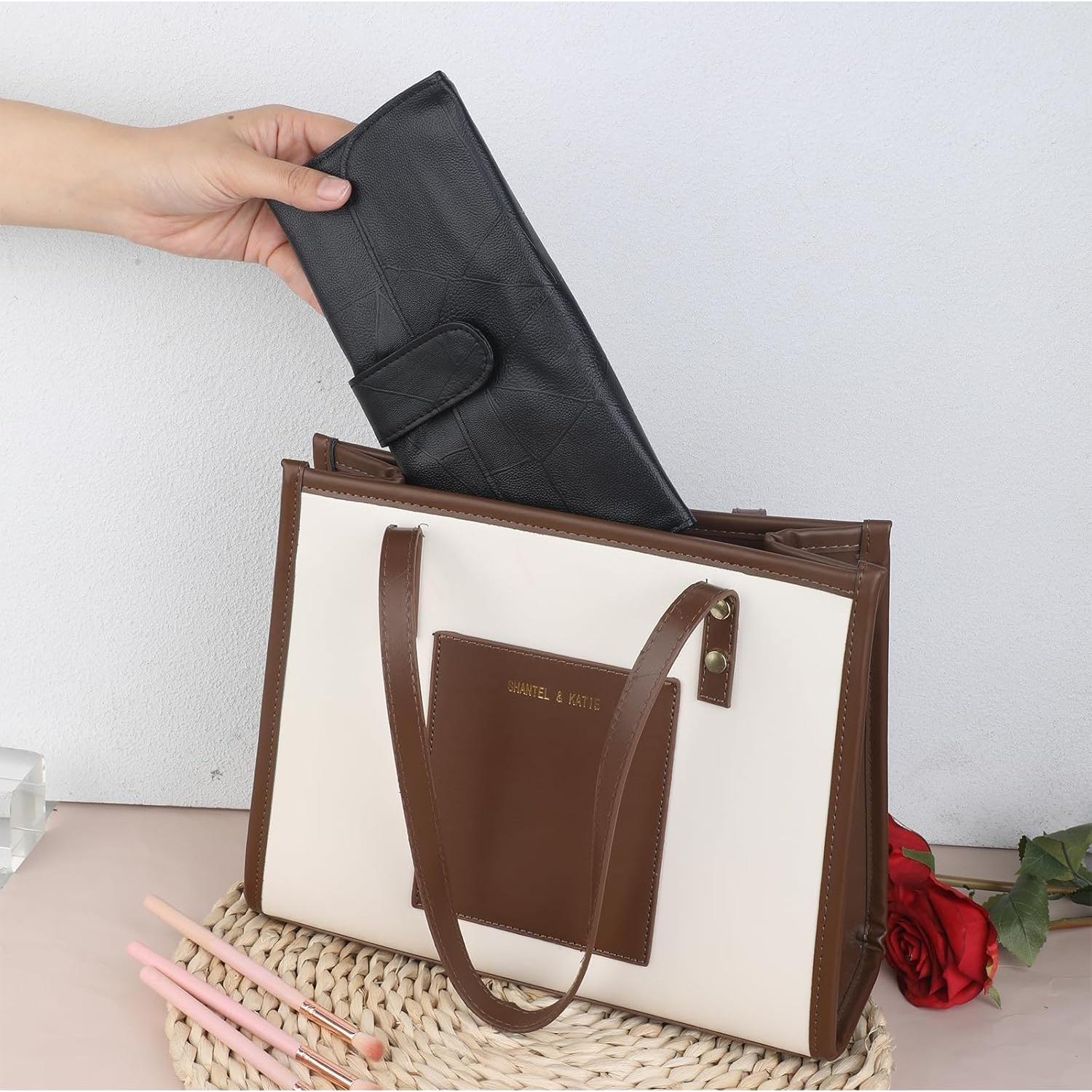 Organizador de Brochas de Maquillaje JJUNW Plegable Negro PU