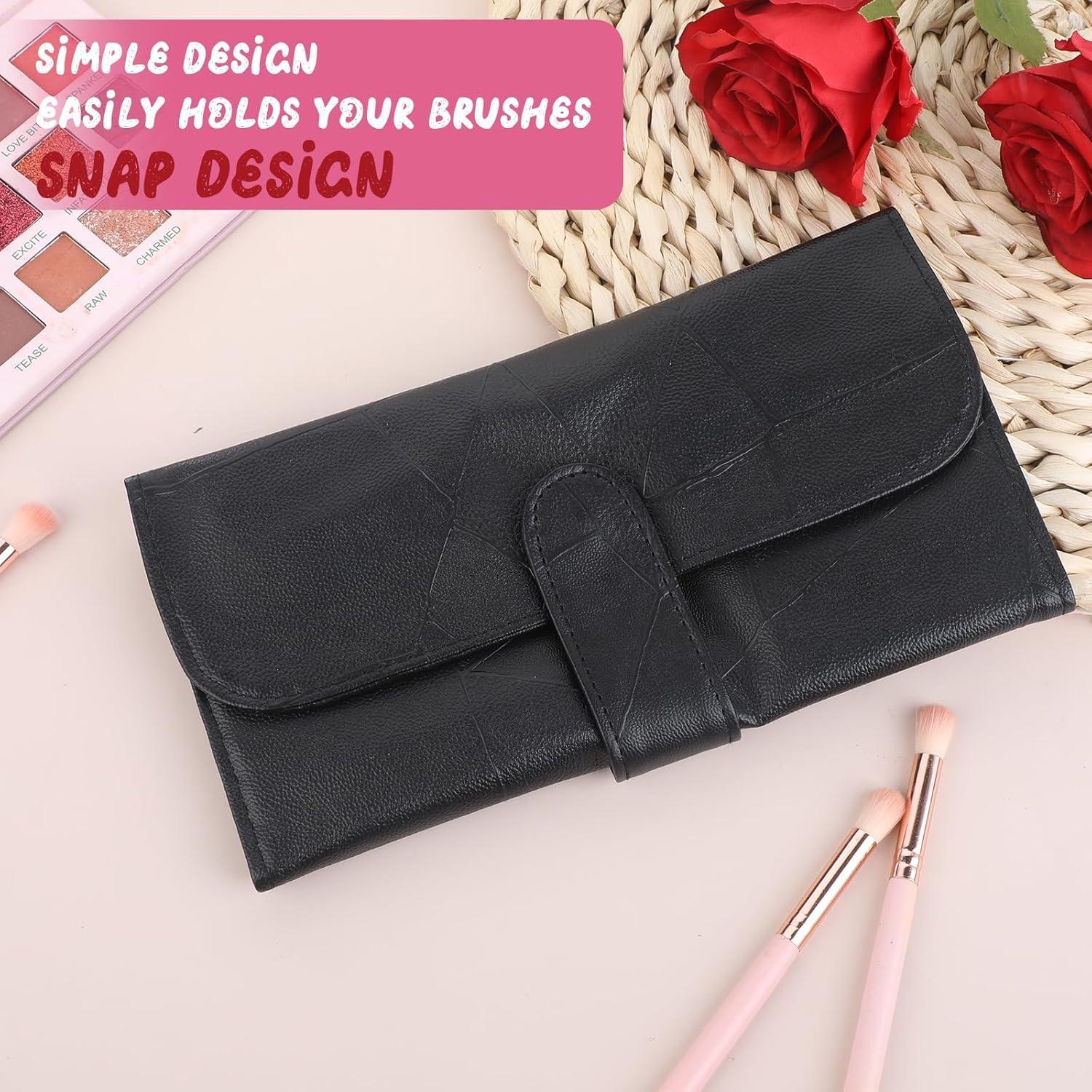 Organizador de Brochas de Maquillaje JJUNW Plegable Negro PU