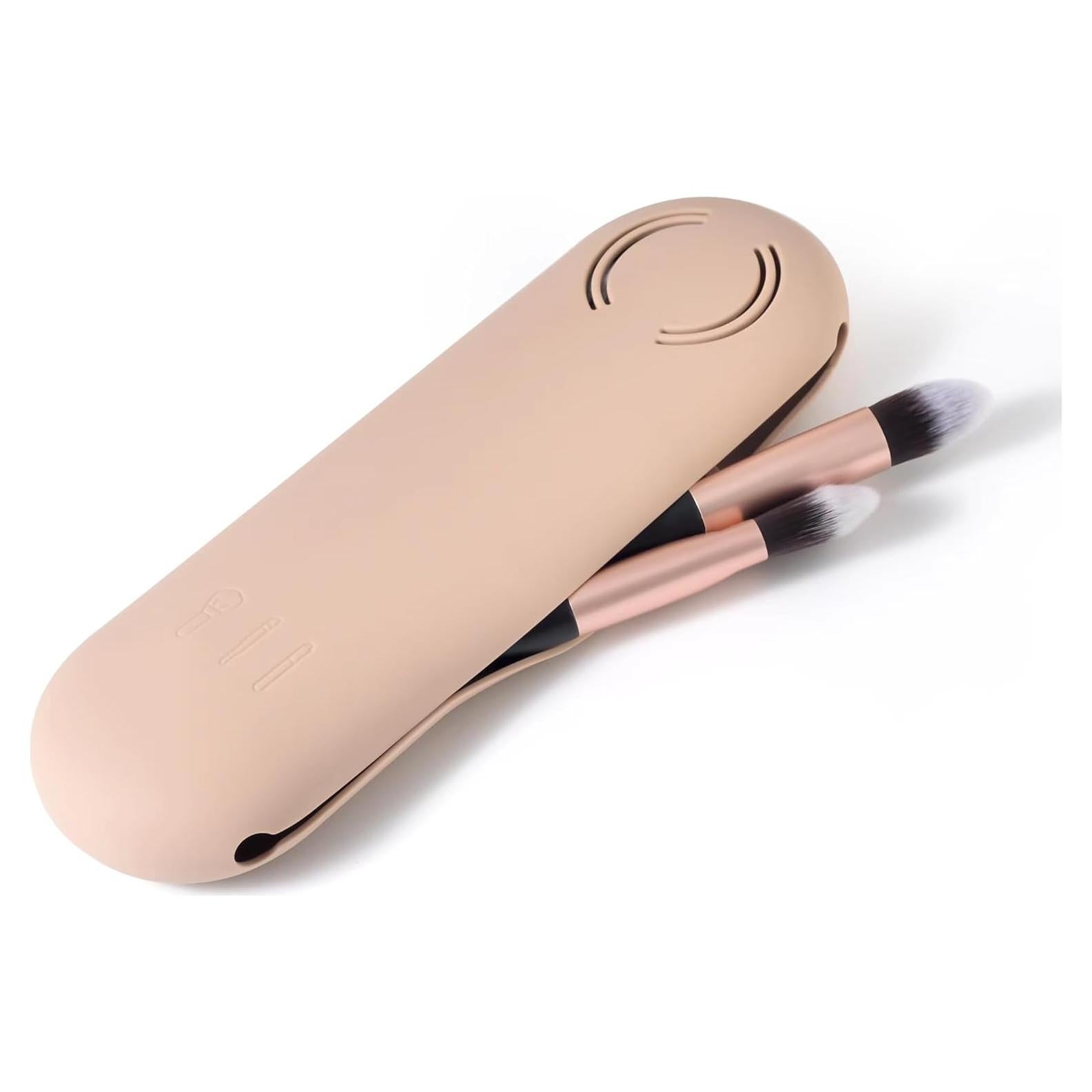 Estuche Organizador de Brochas de Maquillaje Silicona Caqui