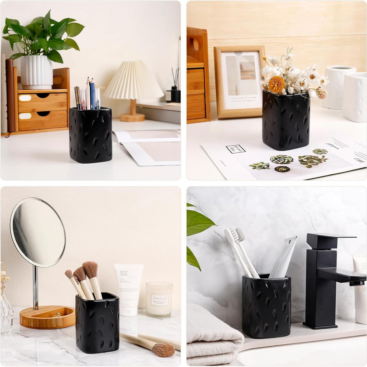 Soporte de Lápiz Cerámica ZEBERBO Gota de Lluvia Negro 310ml