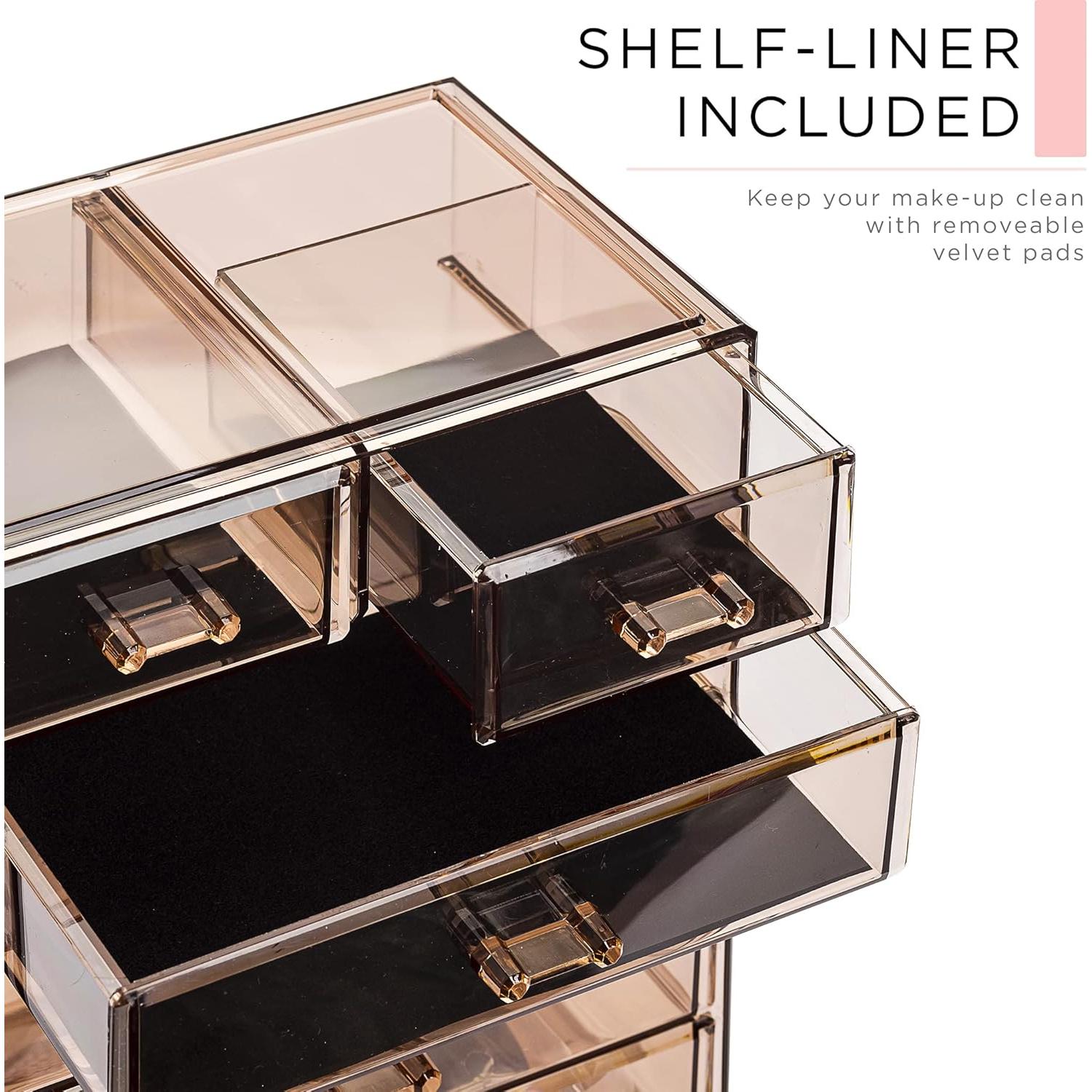 Organizador de Maquillaje Acrílico Sorbus 6 Cajones Brillo Bronce