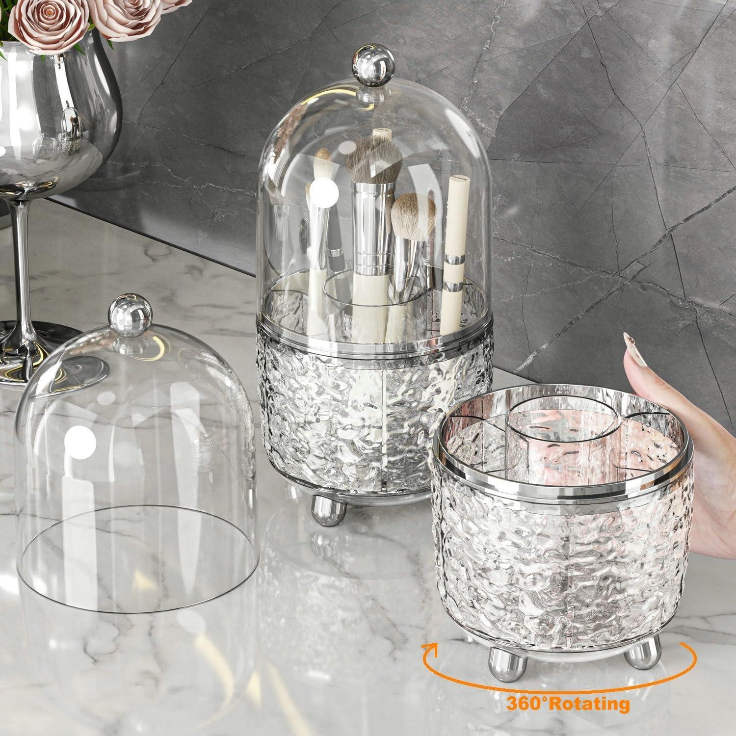 Soporte Rotatorio para Brochas de Maquillaje CHIRISEN Gris