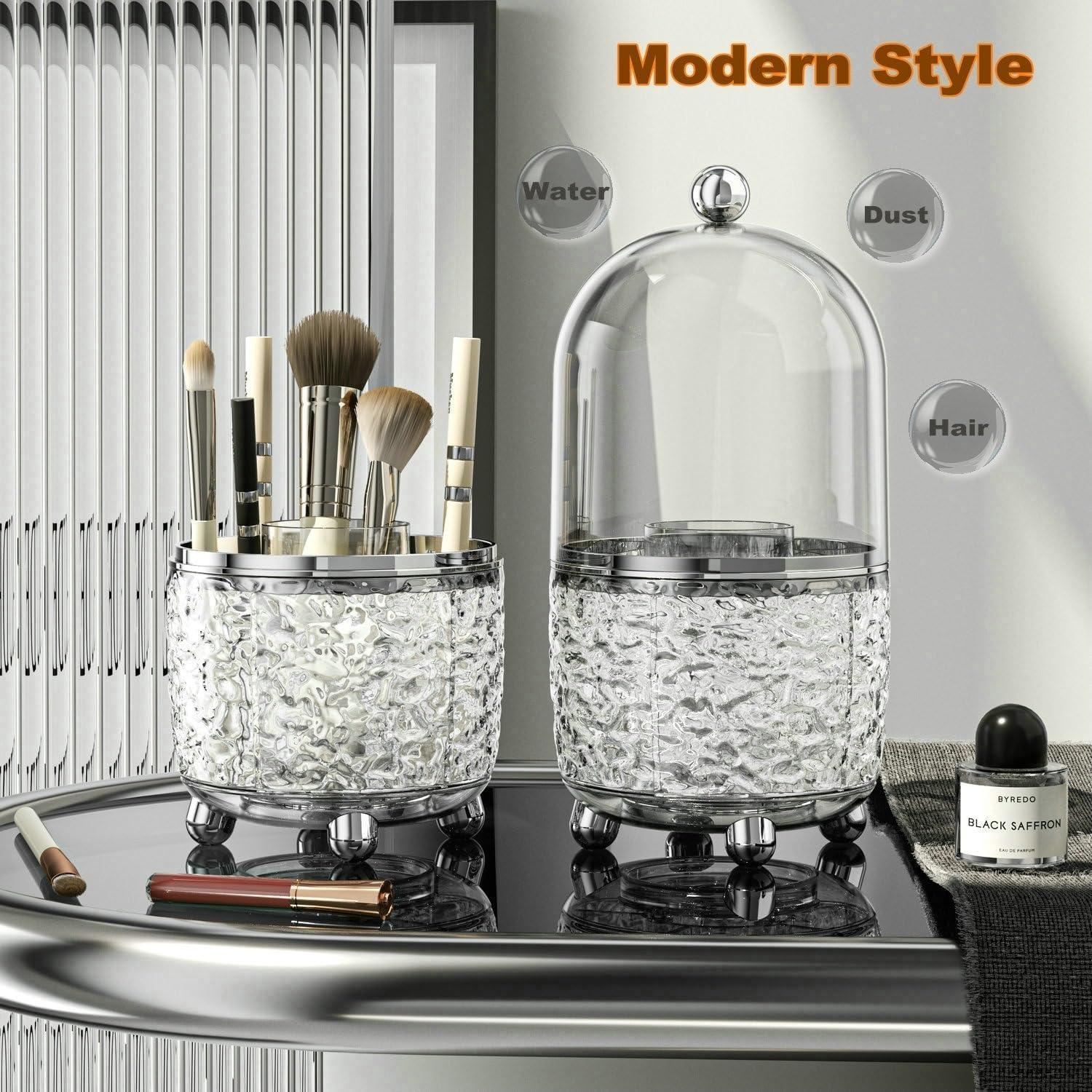 Soporte Rotatorio para Brochas de Maquillaje CHIRISEN Gris