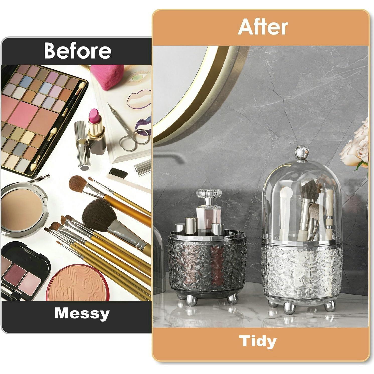 Soporte Rotatorio para Brochas de Maquillaje CHIRISEN Gris