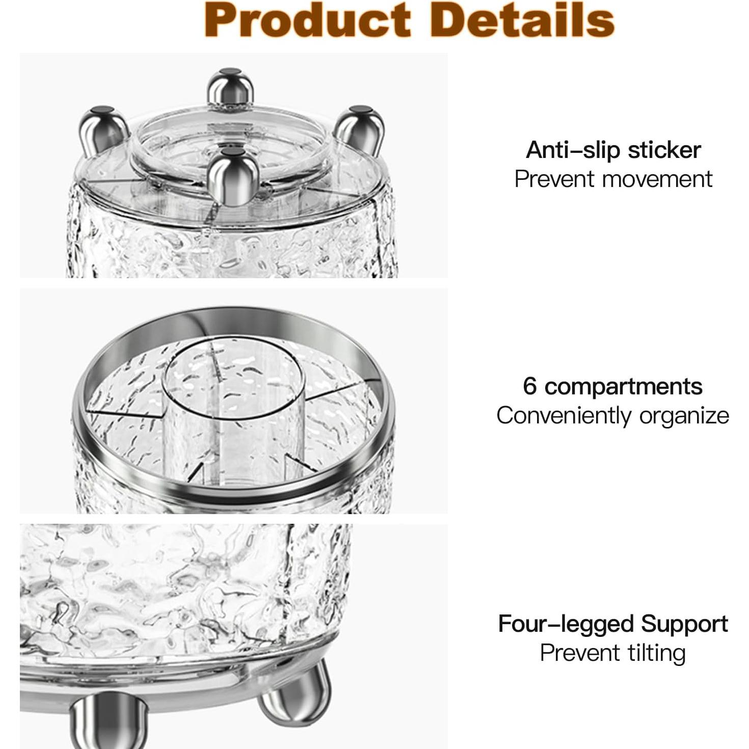 Soporte Rotatorio para Brochas de Maquillaje CHIRISEN Gris